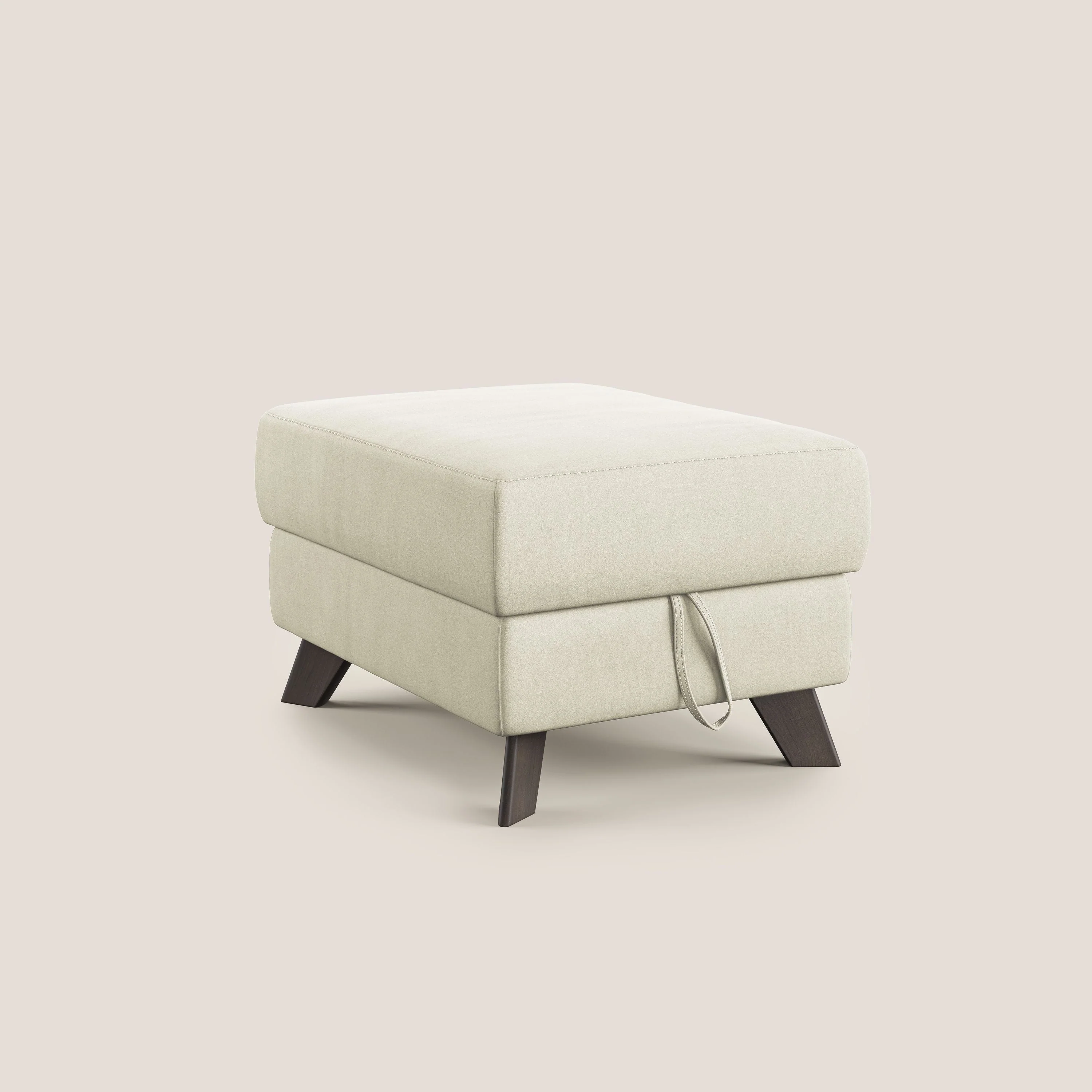 Moon Pouf coffre aux pieds hauts en microfibre imperméable T11 crème - Image 3