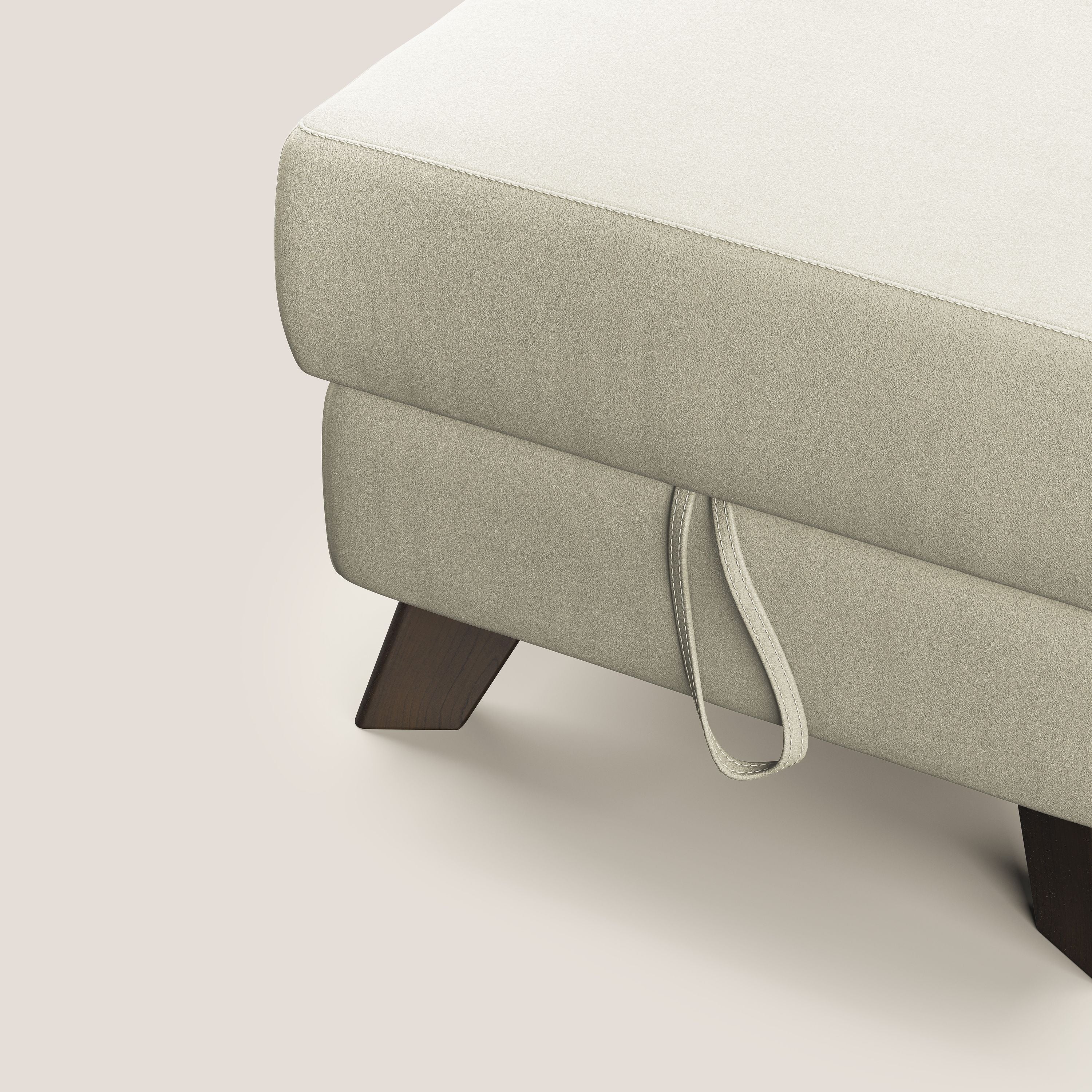 Moon Pouf coffre aux pieds hauts en microfibre imperméable T11 crème - Image 8