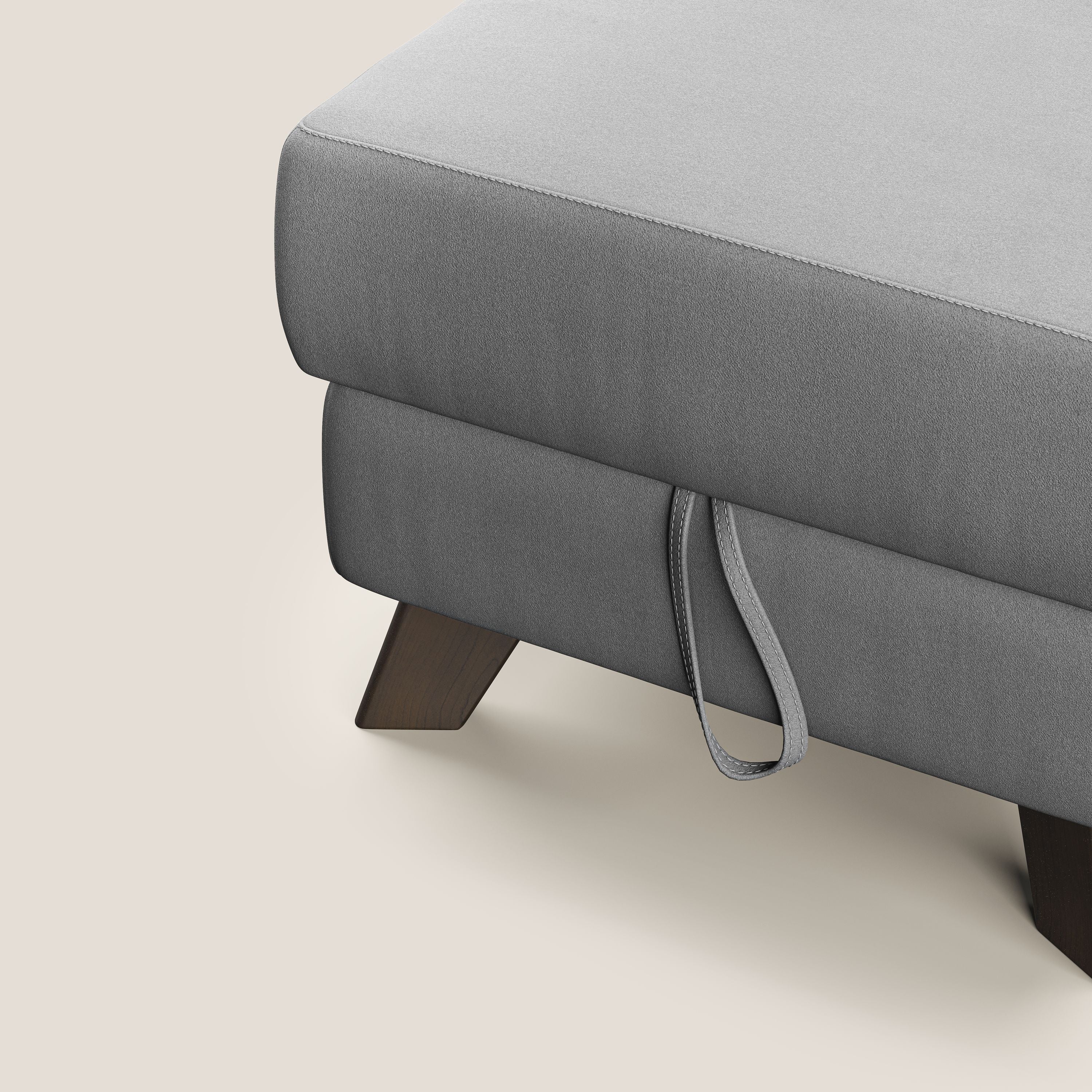 Moon Pouf coffre aux pieds hauts en microfibre imperméable T11 gris - Image 6