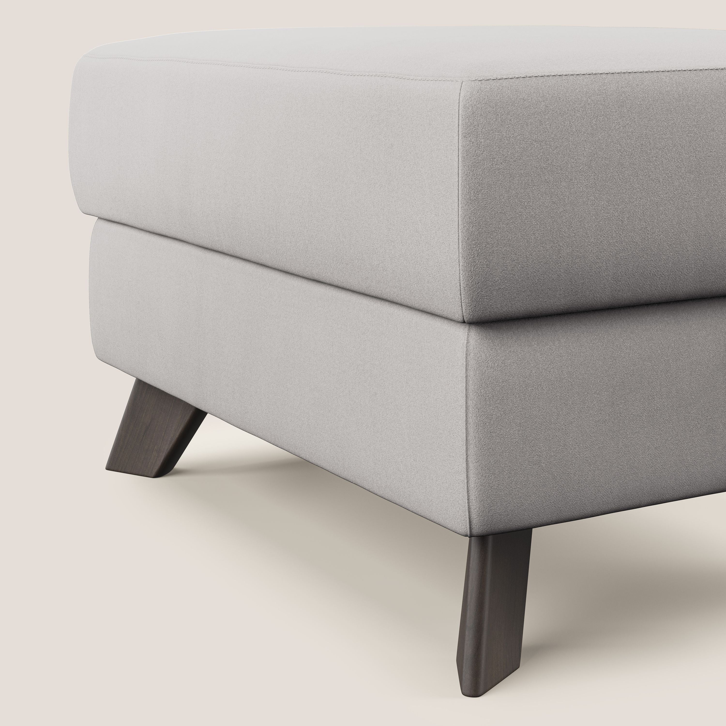 Moon Pouf coffre aux pieds hauts en microfibre imperméable T11 gris clair - Image 4