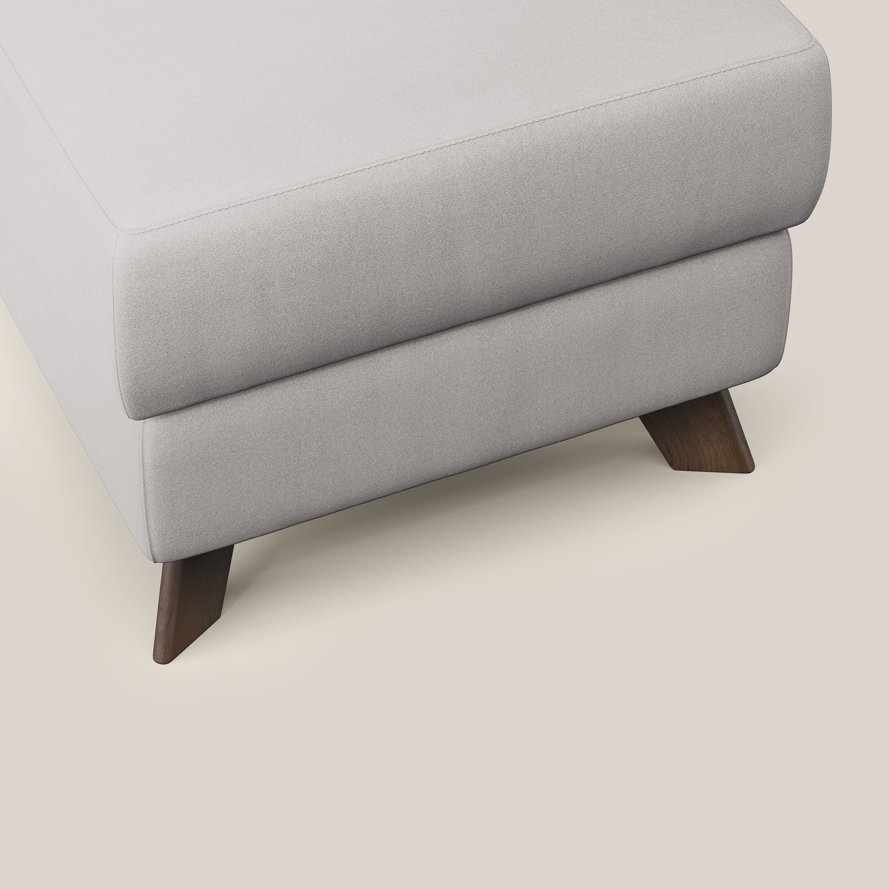Moon Pouf coffre aux pieds hauts en microfibre imperméable T11 gris clair - Image 5