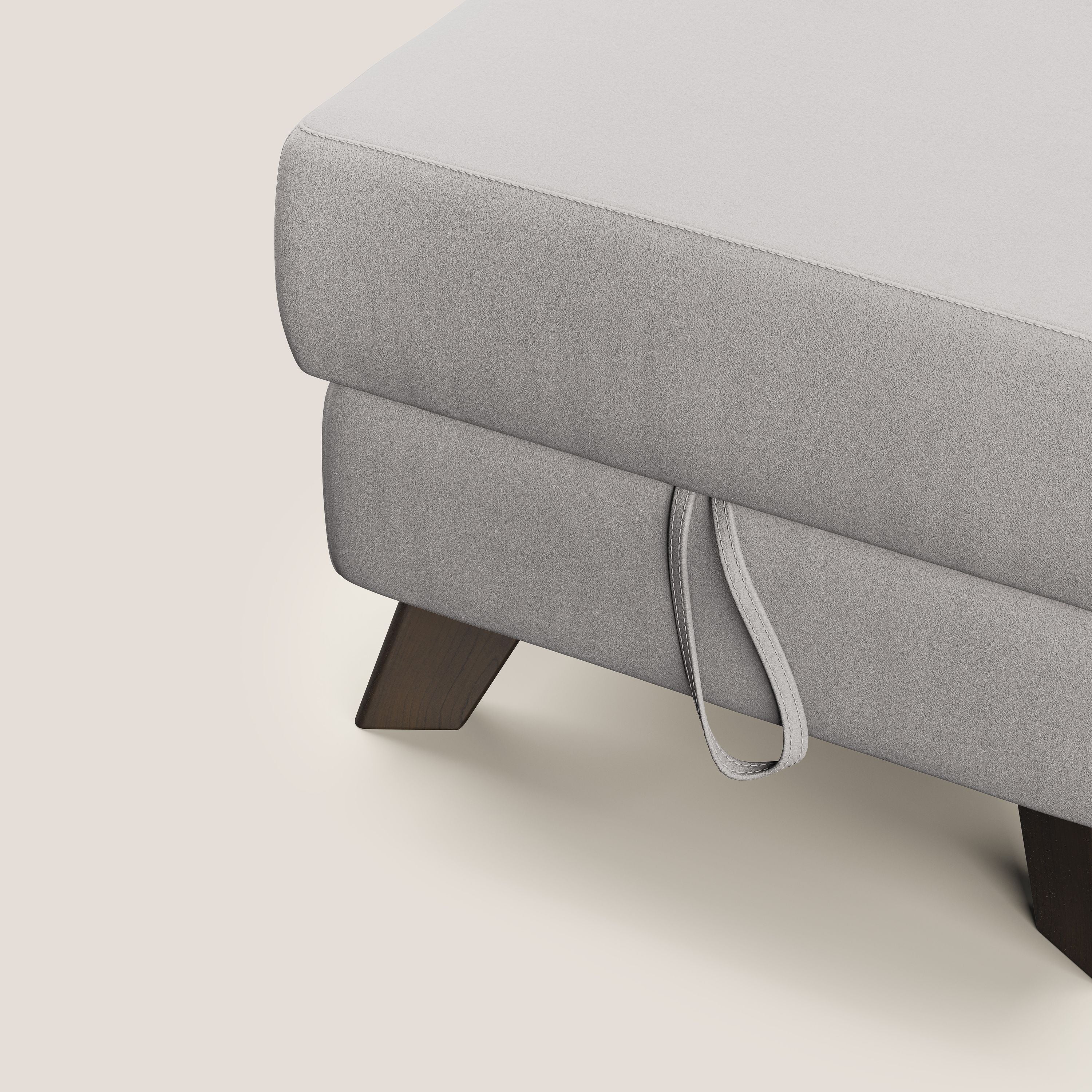 Moon Pouf coffre aux pieds hauts en microfibre imperméable T11 gris clair - Image 6