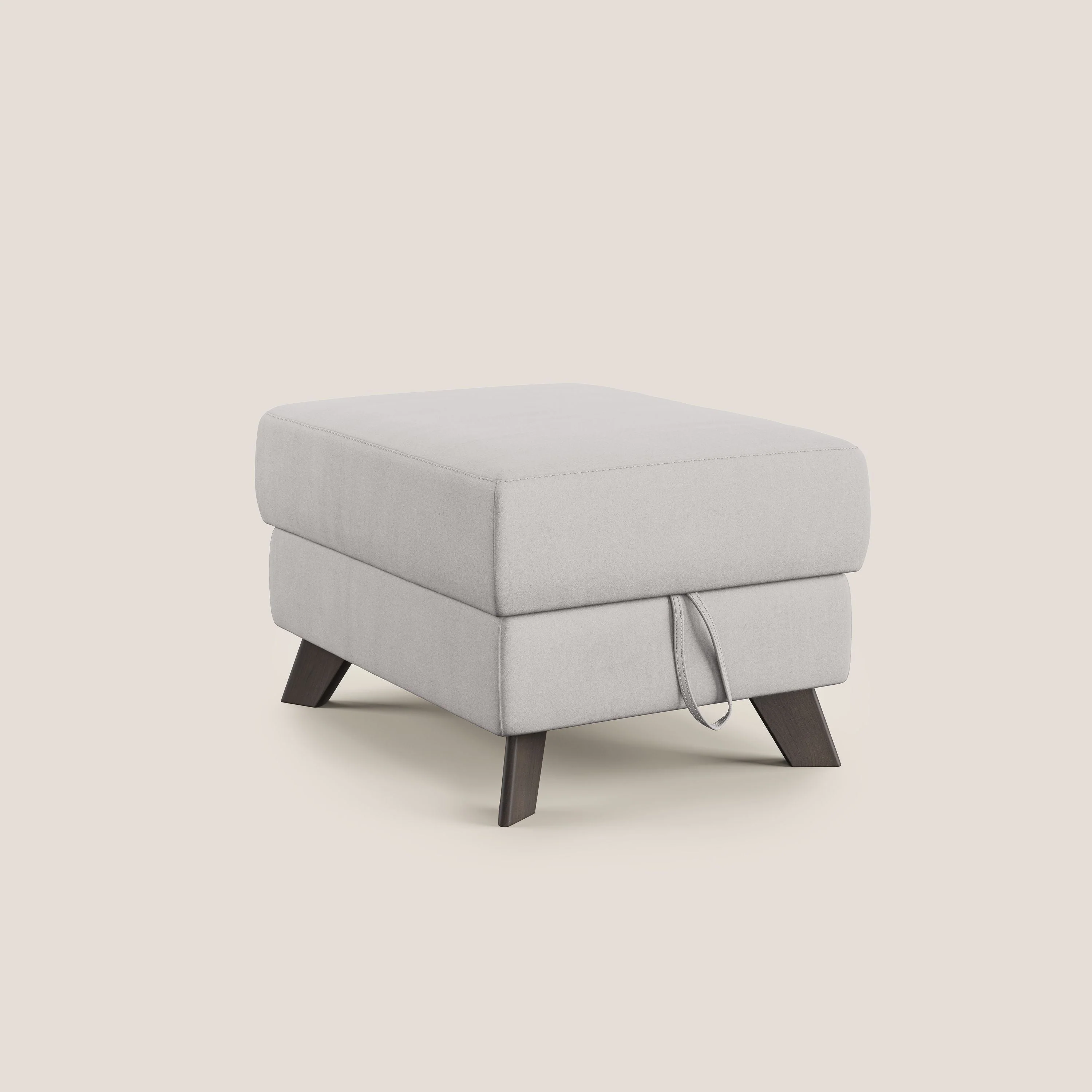 Moon Pouf coffre aux pieds hauts en microfibre imperméable T11 gris clair - Image 8