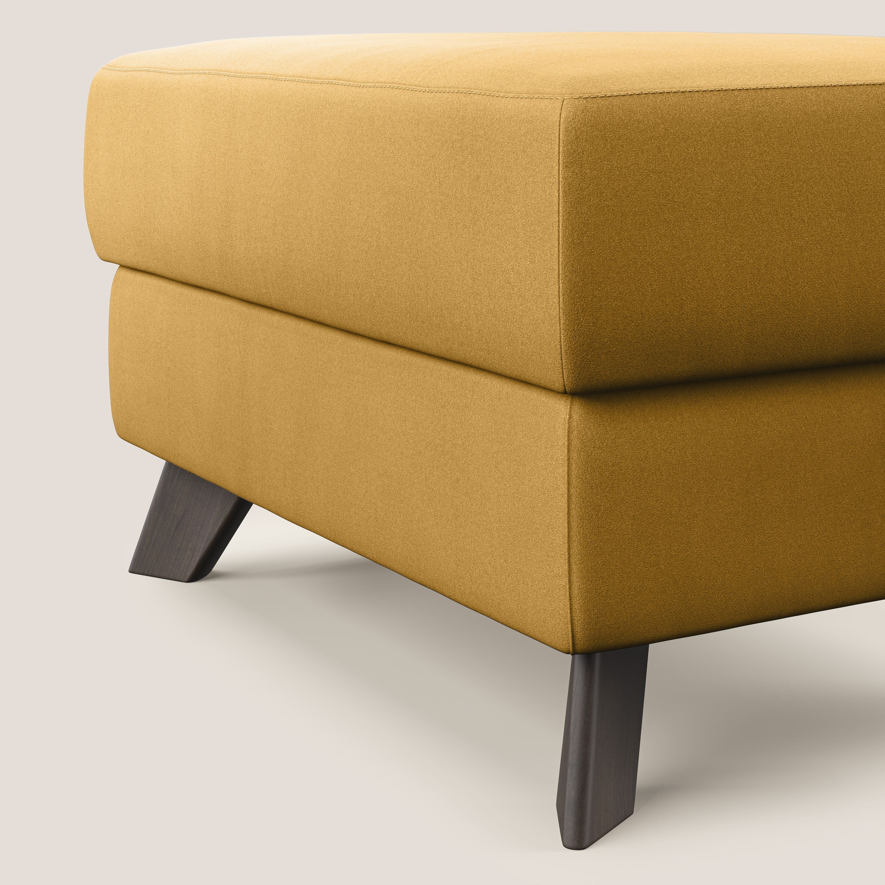 Moon Pouf coffre aux pieds hauts en microfibre imperméable T11 jaune - Image 4
