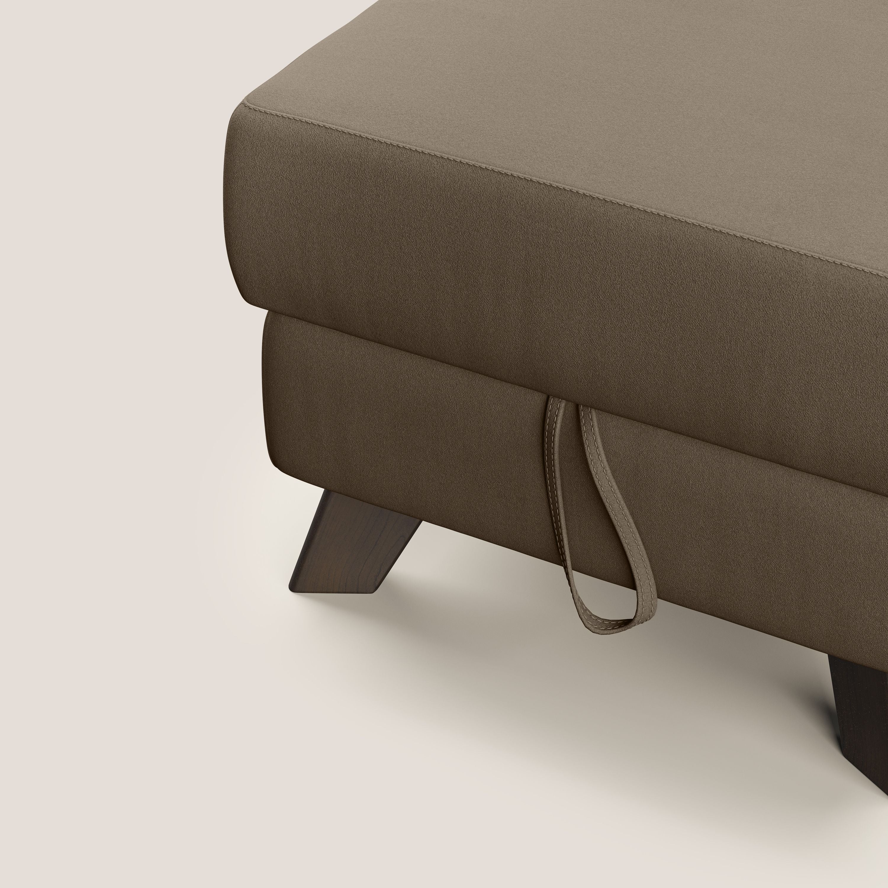 Moon Pouf coffre aux pieds hauts en microfibre imperméable T11 marron - Image 6