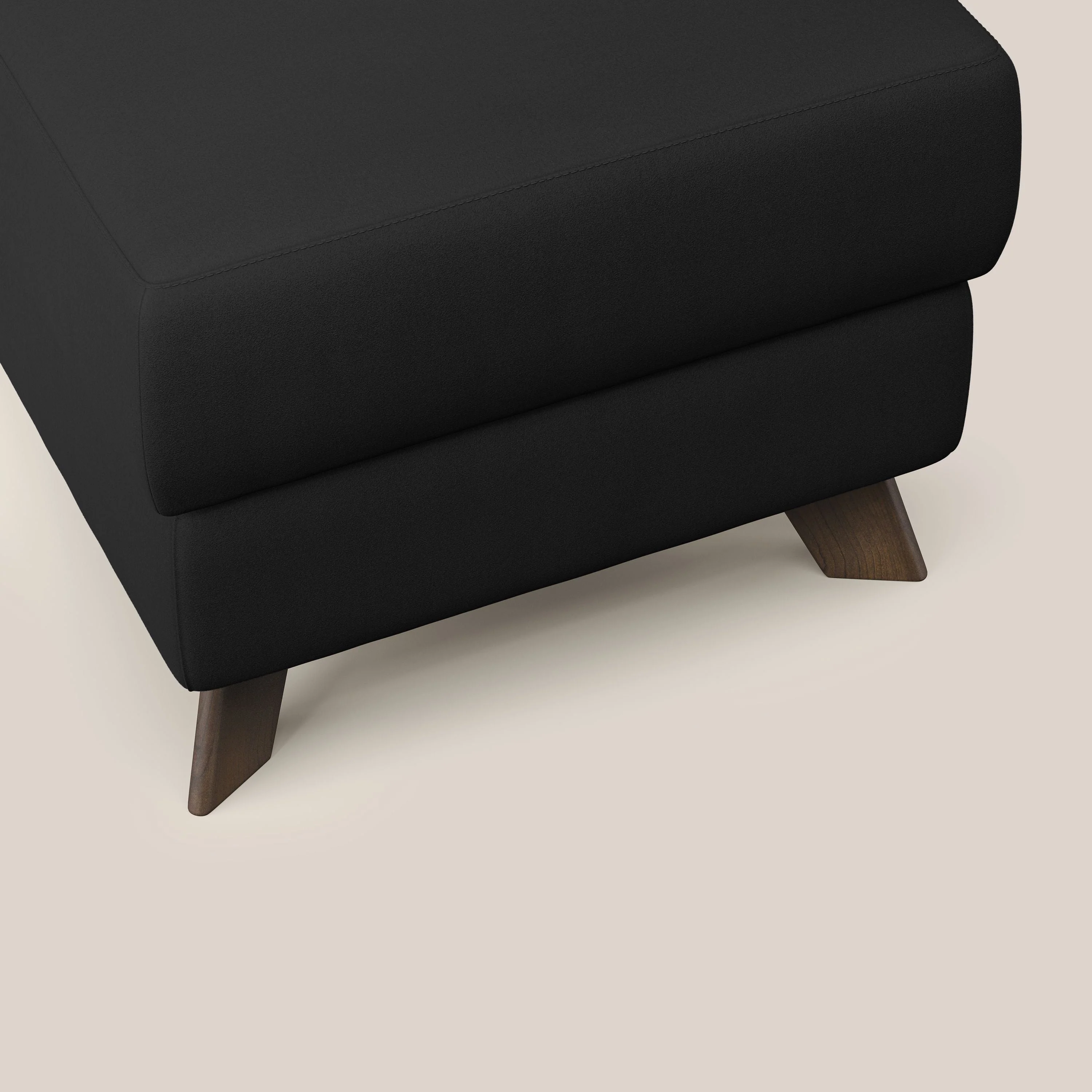 Moon Pouf coffre aux pieds hauts en microfibre imperméable T11 noir - Image 5