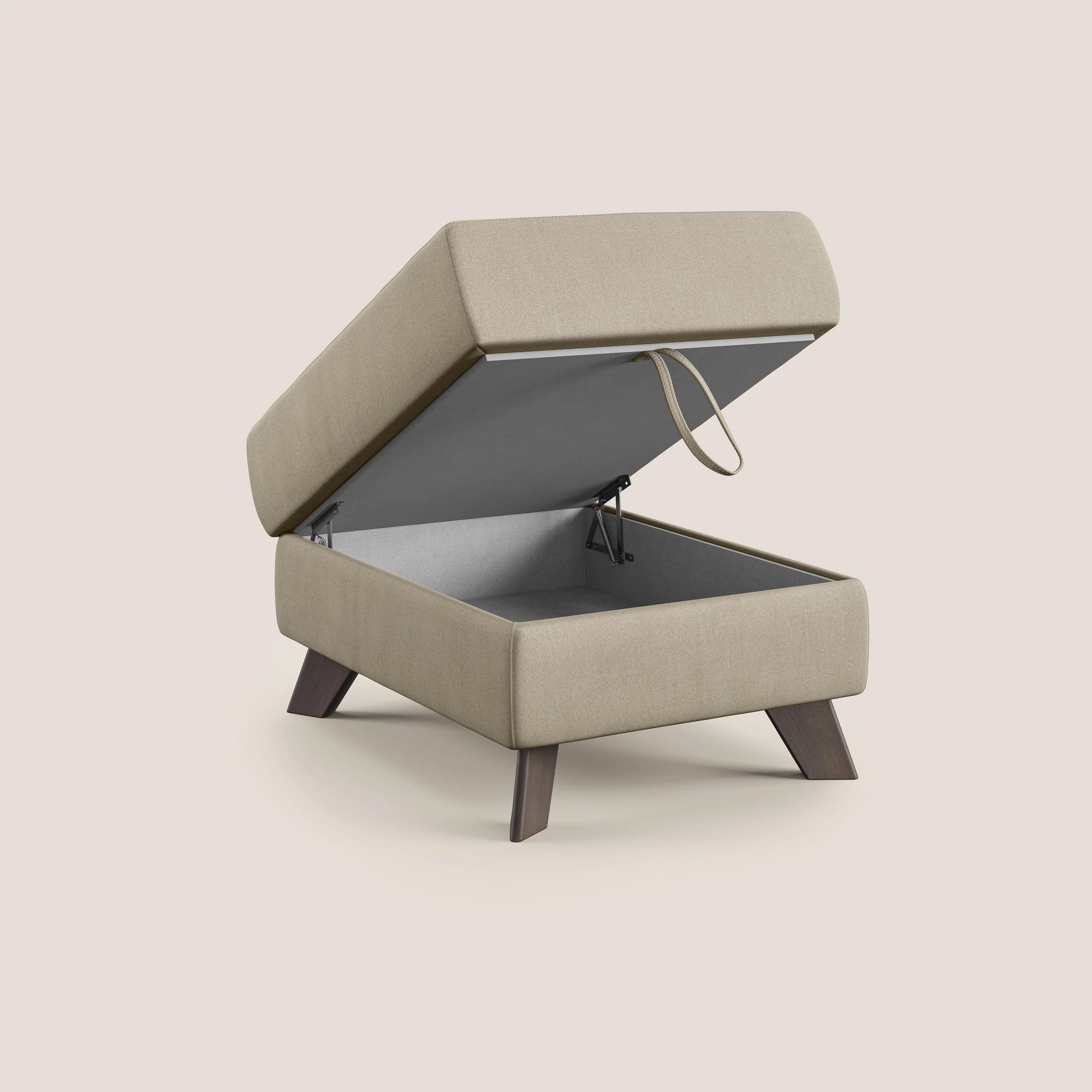 Moon Pouf coffre aux pieds hauts en microfibre imperméable T11 Taupe tortora - Image 2