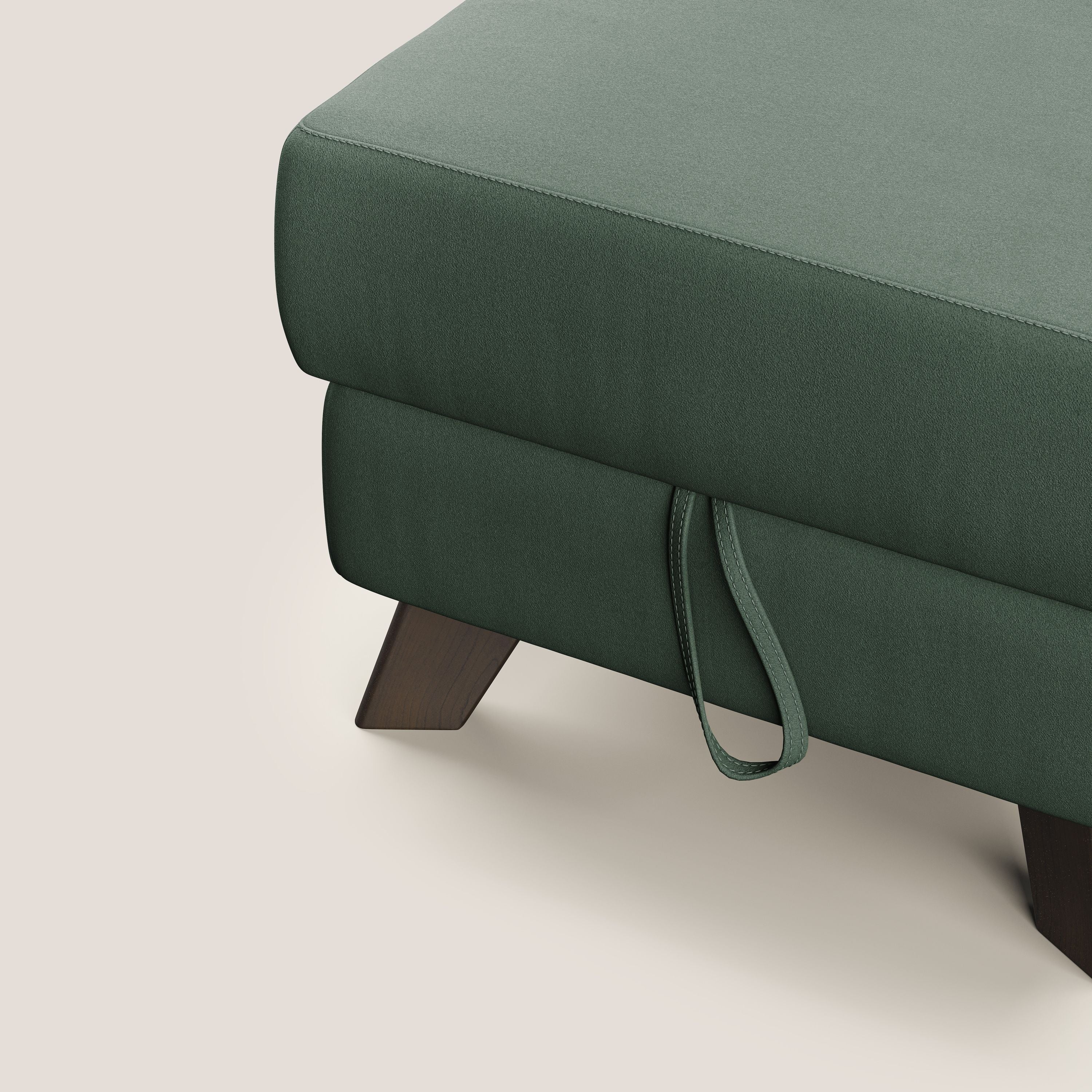Moon Pouf coffre aux pieds hauts en microfibre imperméable T11 vert - Image 6