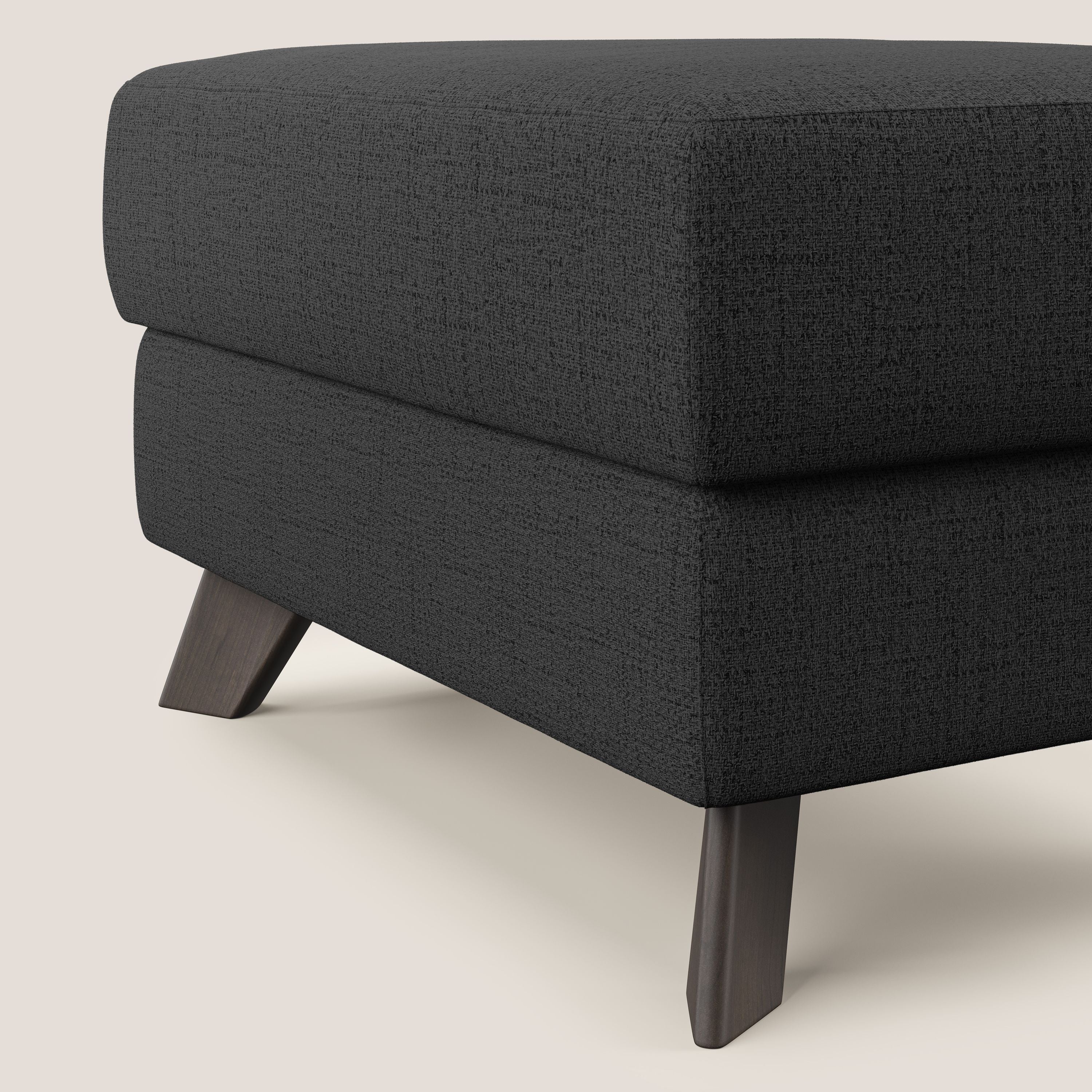 Moon Pouf coffre aux pieds hauts en tissu doux imperméable flammé T03 anthracite - Image 4