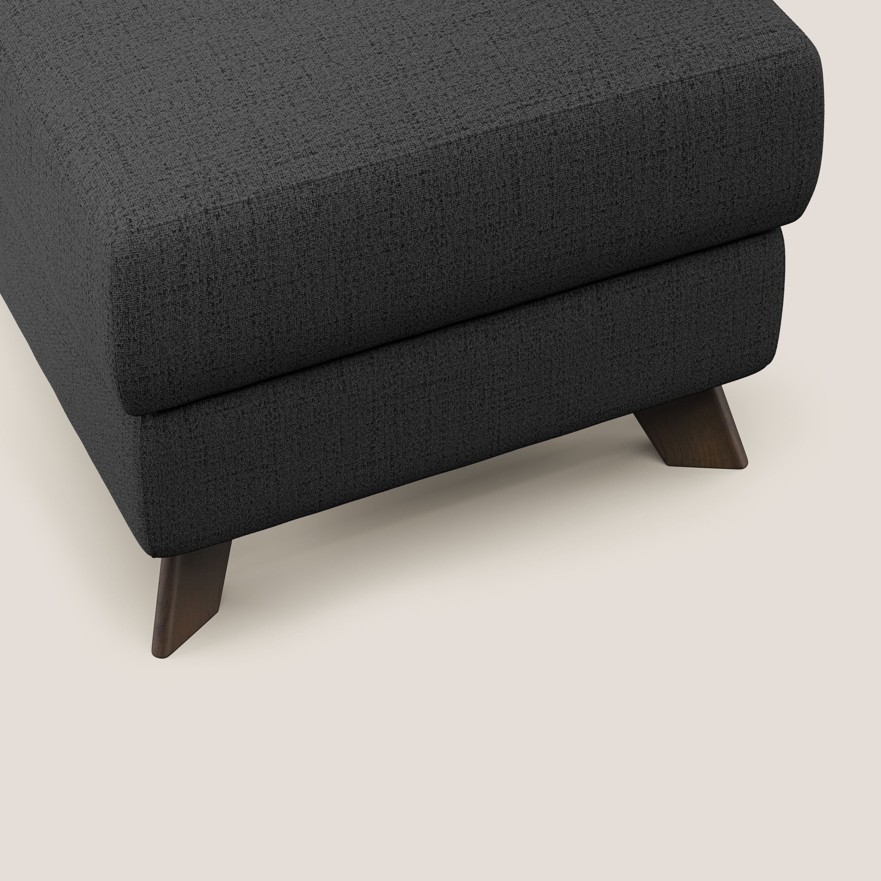 Moon Pouf coffre aux pieds hauts en tissu doux imperméable flammé T03 anthracite - Image 5