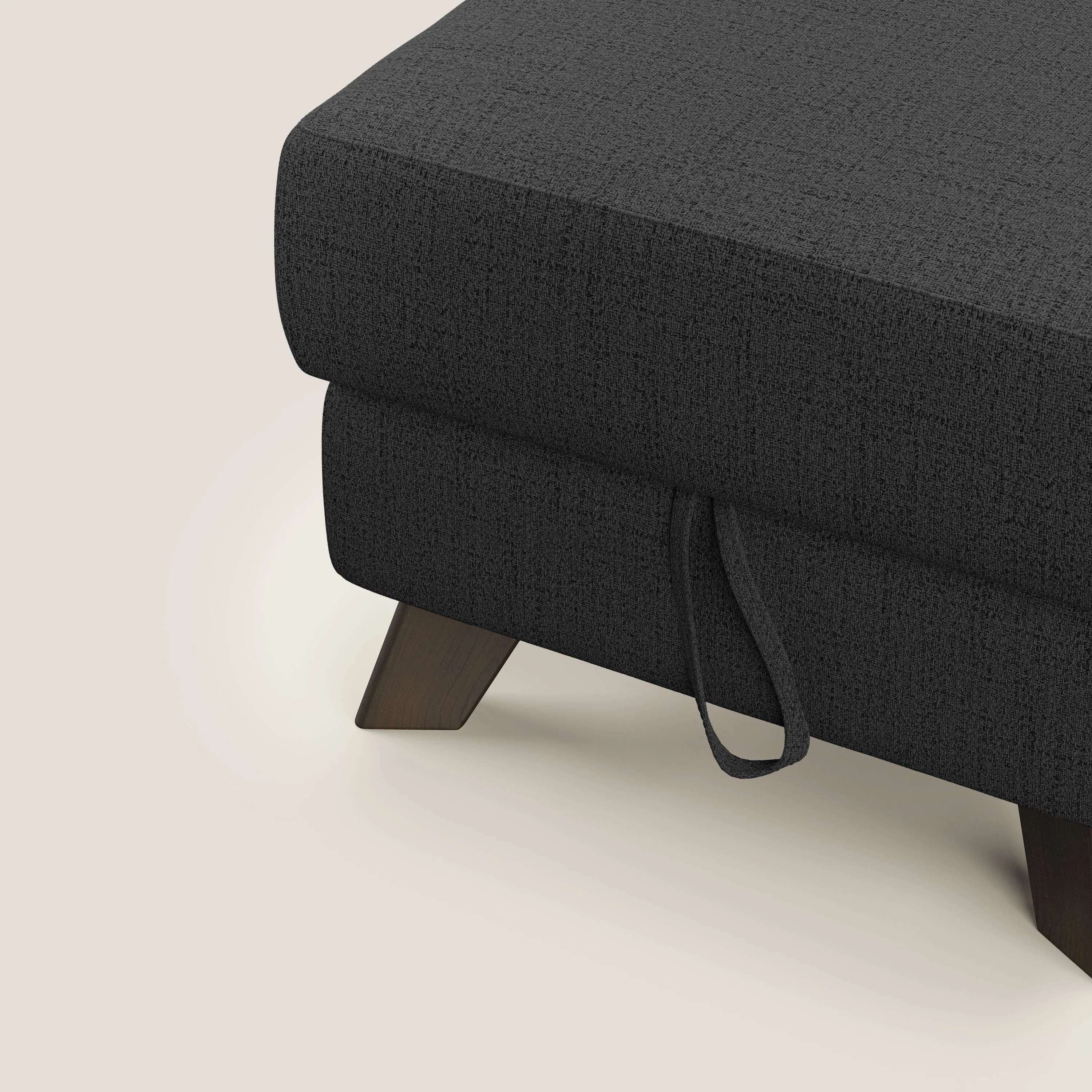 Moon Pouf coffre aux pieds hauts en tissu doux imperméable flammé T03 anthracite - Image 6