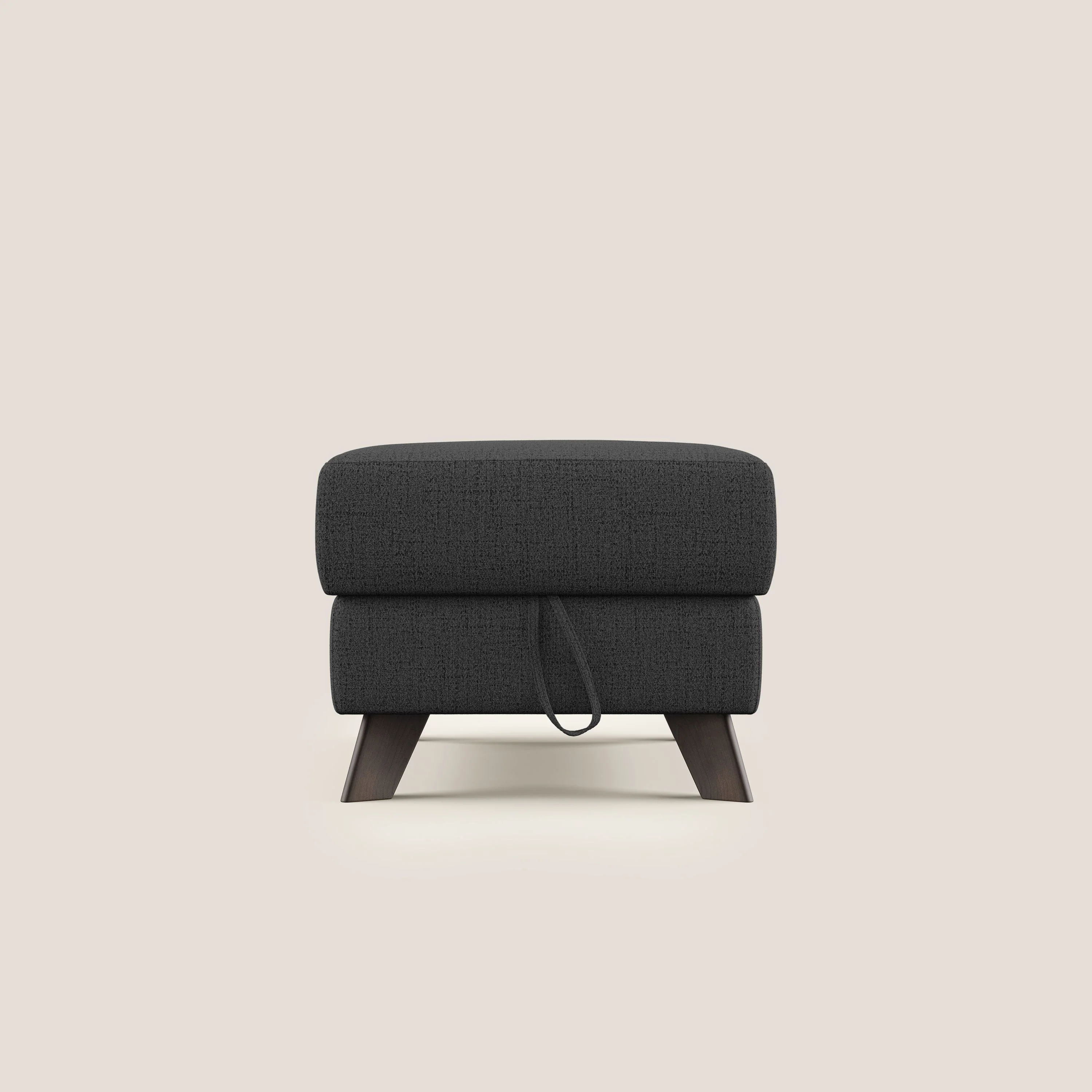 Moon Pouf coffre aux pieds hauts en tissu doux imperméable flammé T03 anthracite - Image 7