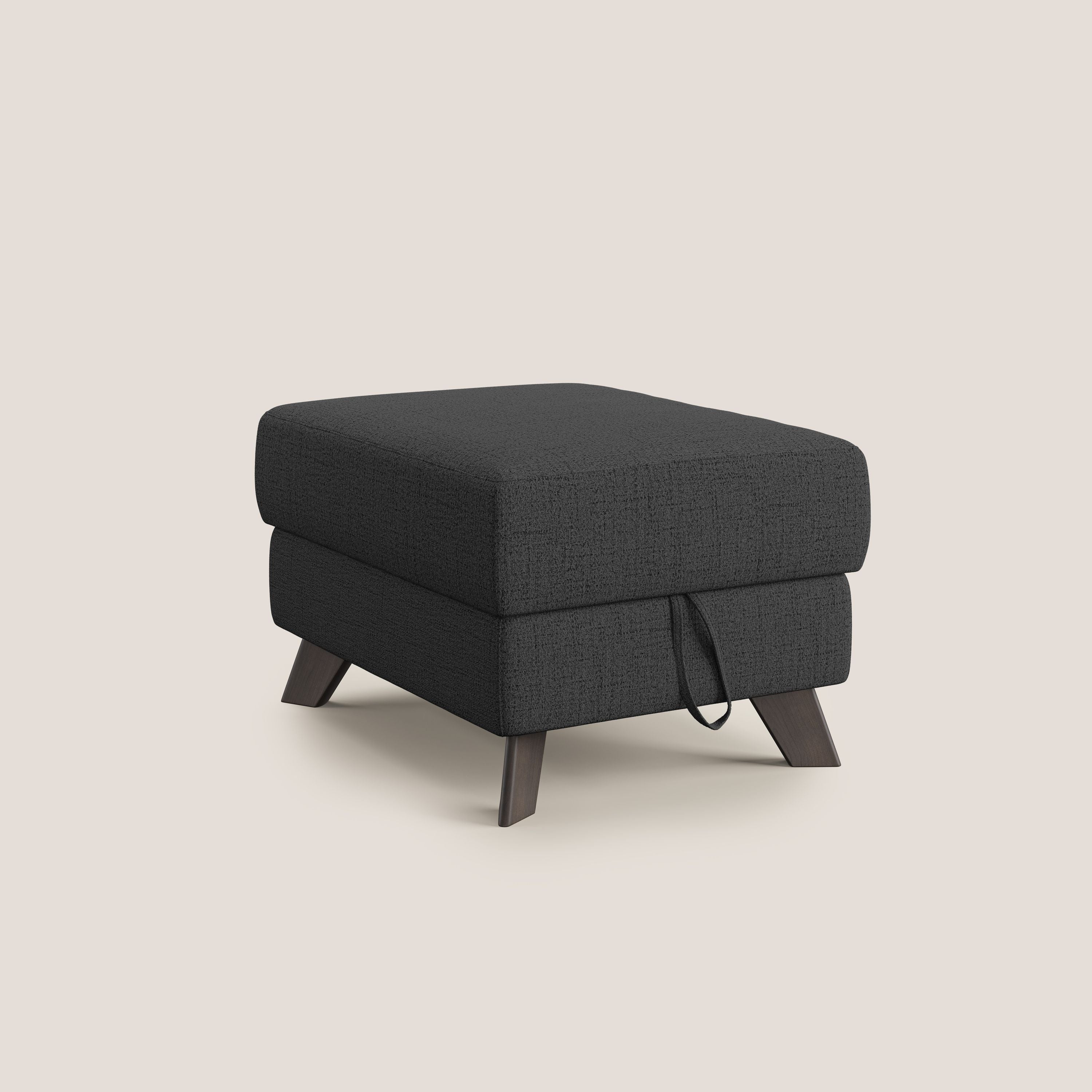 Moon Pouf coffre aux pieds hauts en tissu doux imperméable flammé T03 anthracite - Image 8