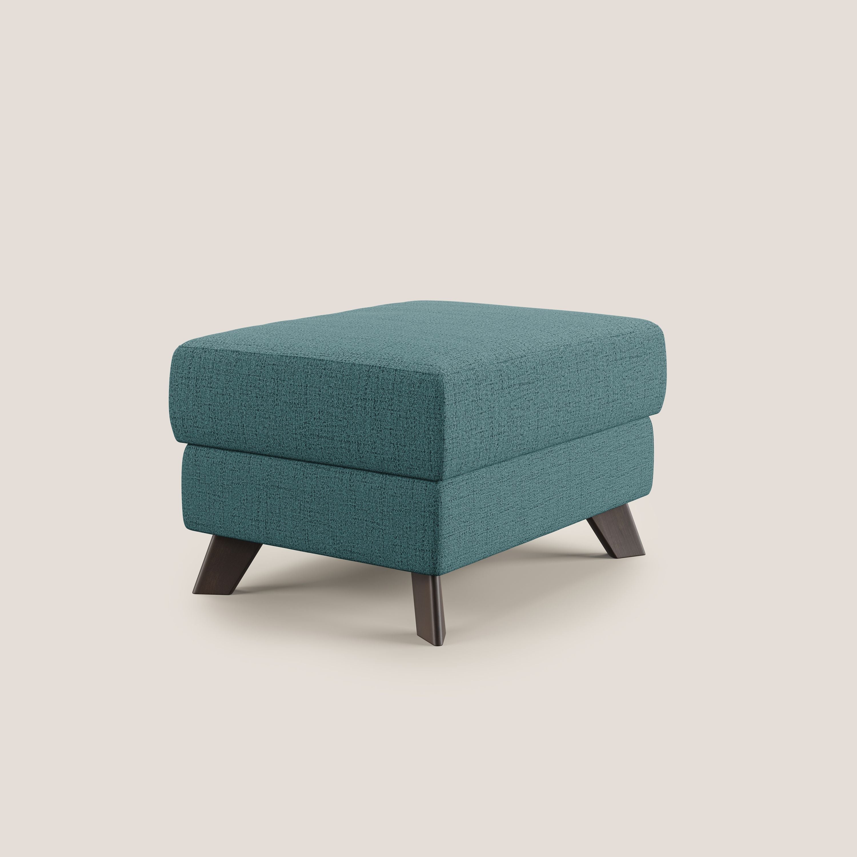 Moon Pouf coffre aux pieds hauts en tissu doux imperméable flammé T03 azur - Image 3