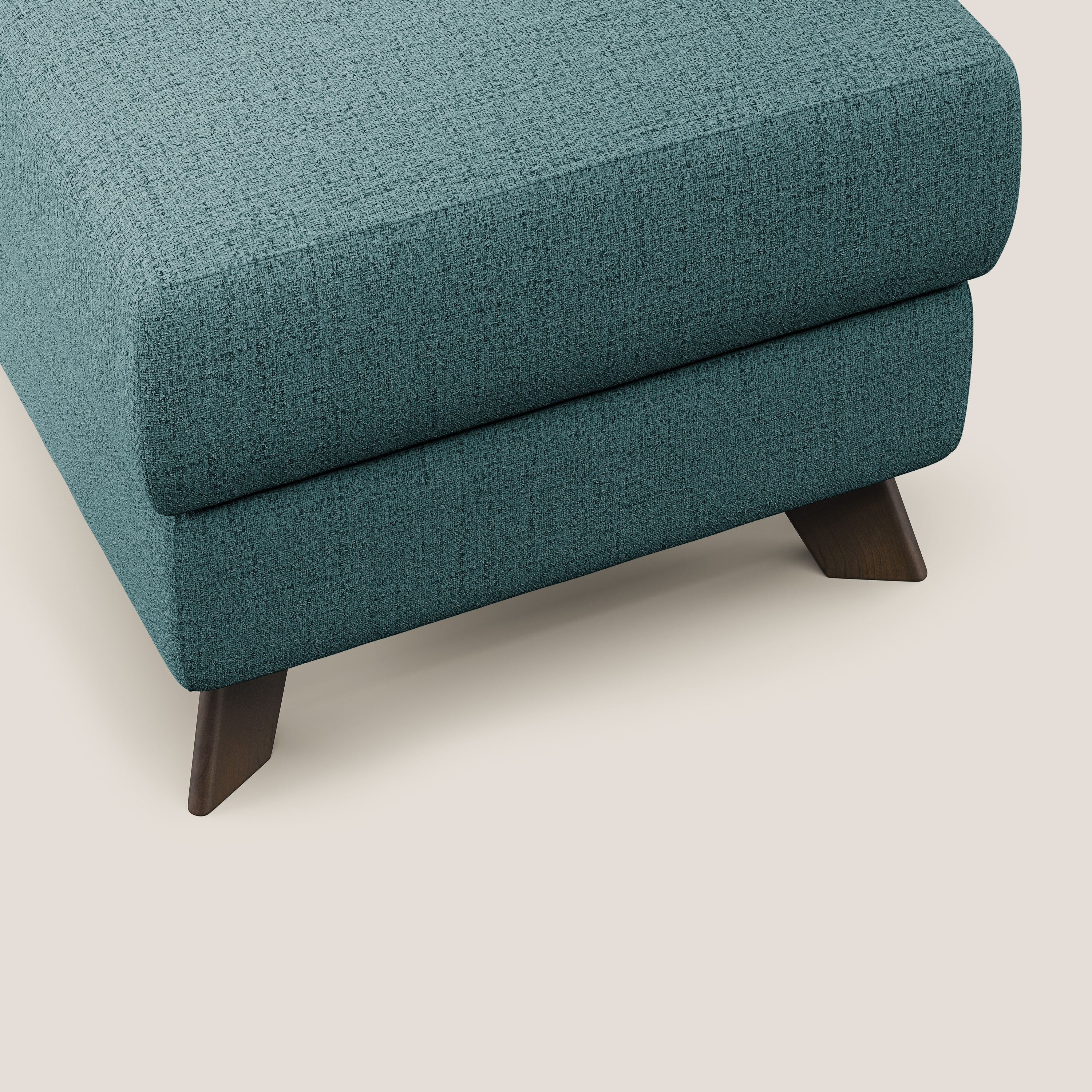 Moon Pouf coffre aux pieds hauts en tissu doux imperméable flammé T03 azur - Image 5