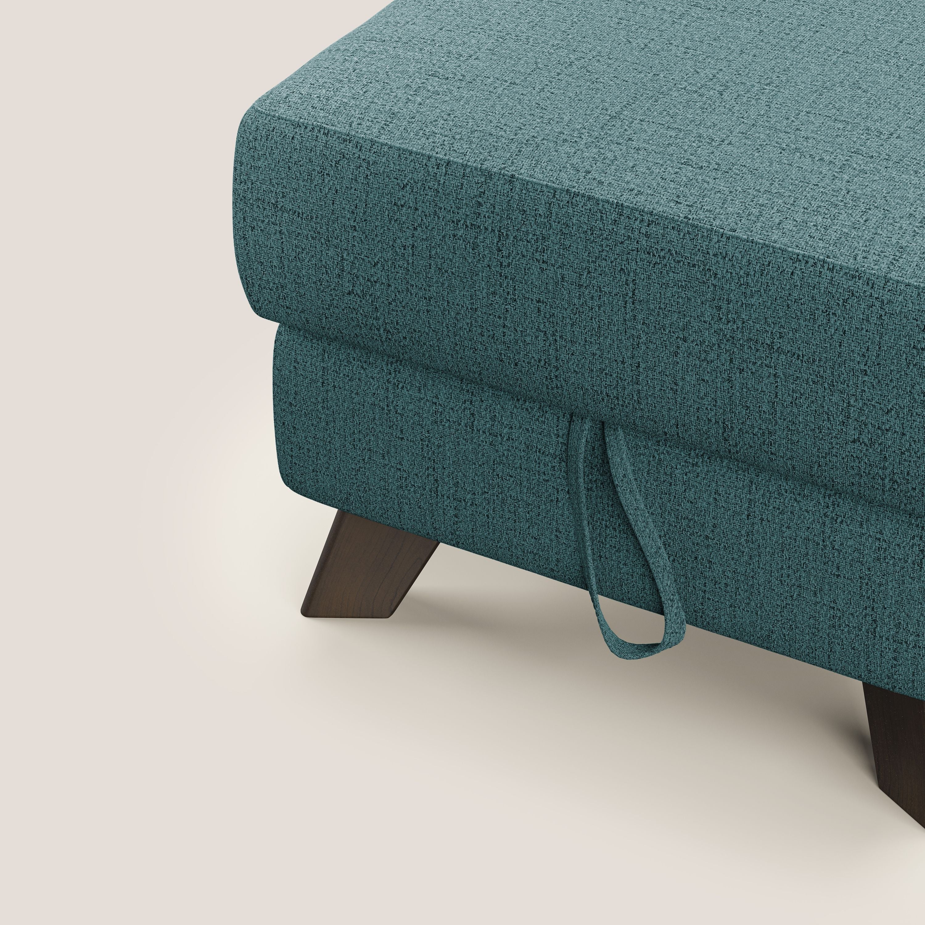 Moon Pouf coffre aux pieds hauts en tissu doux imperméable flammé T03 azur - Image 6