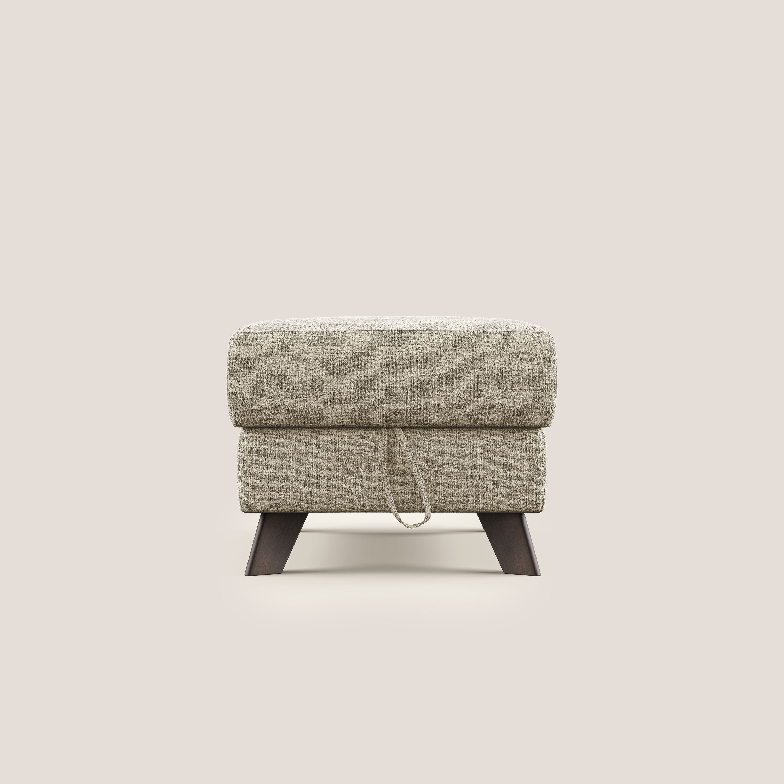 Moon Pouf coffre aux pieds hauts en tissu doux imperméable flammé T03 beige - Image 7