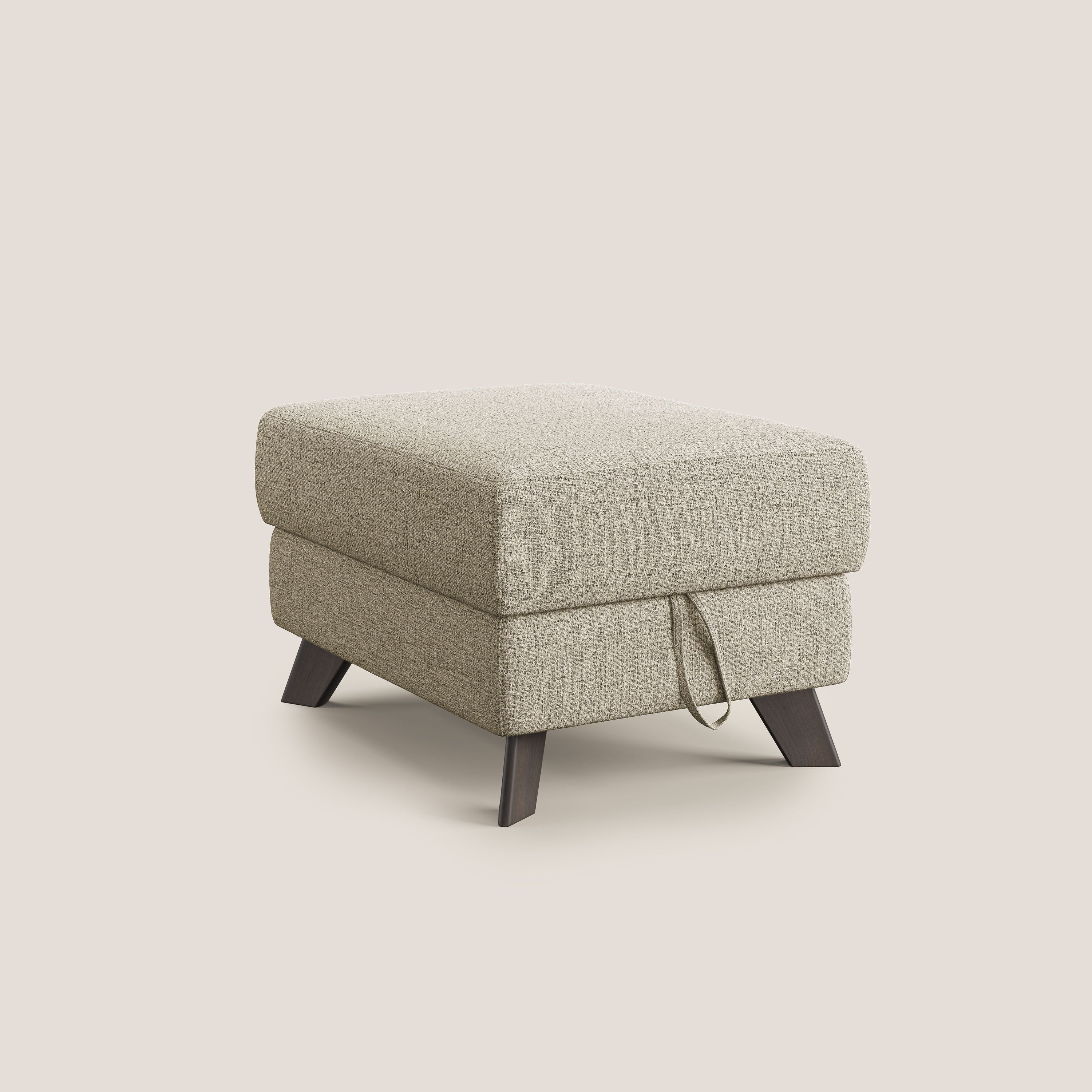 Moon Pouf coffre aux pieds hauts en tissu doux imperméable flammé T03 beige - Image 8