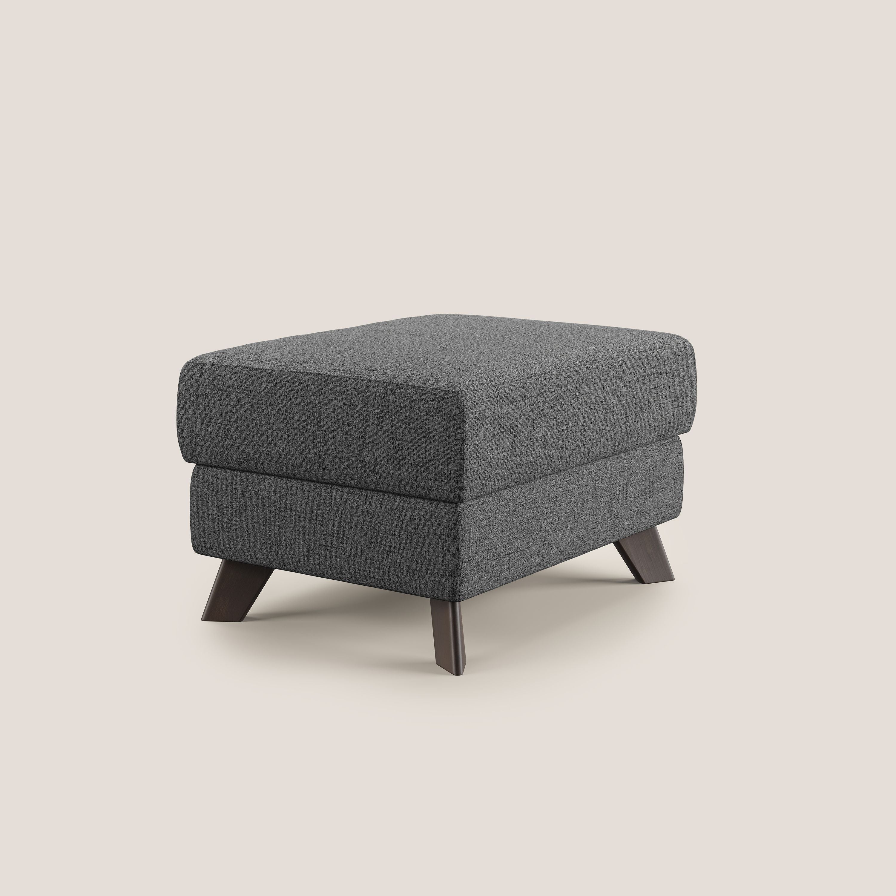 Moon Pouf coffre aux pieds hauts en tissu doux imperméable flammé T03 gris - Image 3