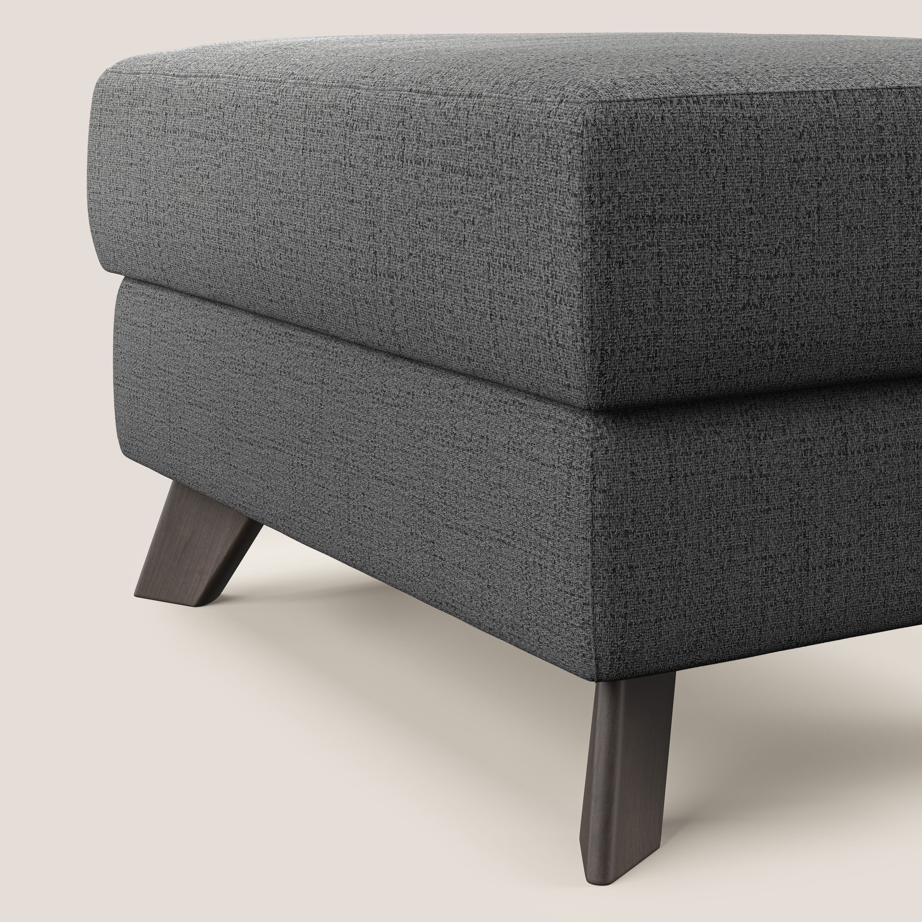 Moon Pouf coffre aux pieds hauts en tissu doux imperméable flammé T03 gris - Image 4