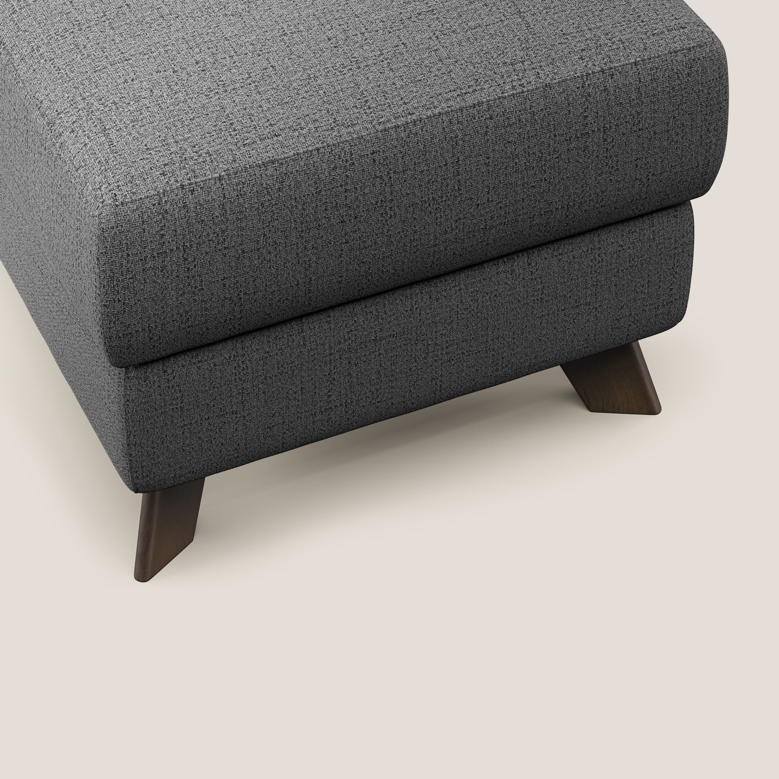 Moon Pouf coffre aux pieds hauts en tissu doux imperméable flammé T03 gris - Image 5