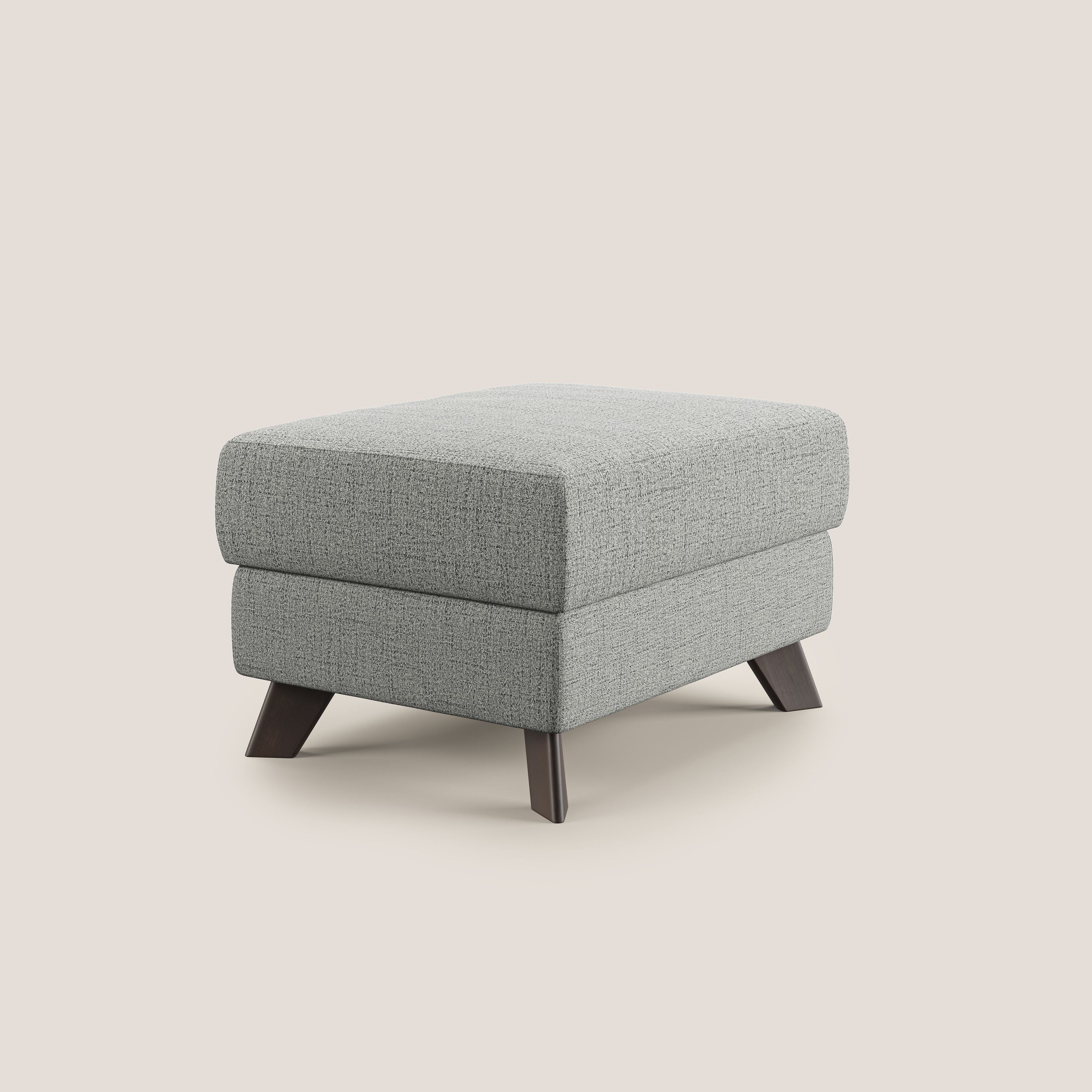 Moon Pouf coffre aux pieds hauts en tissu doux imperméable flammé T03 gris clair - Image 3
