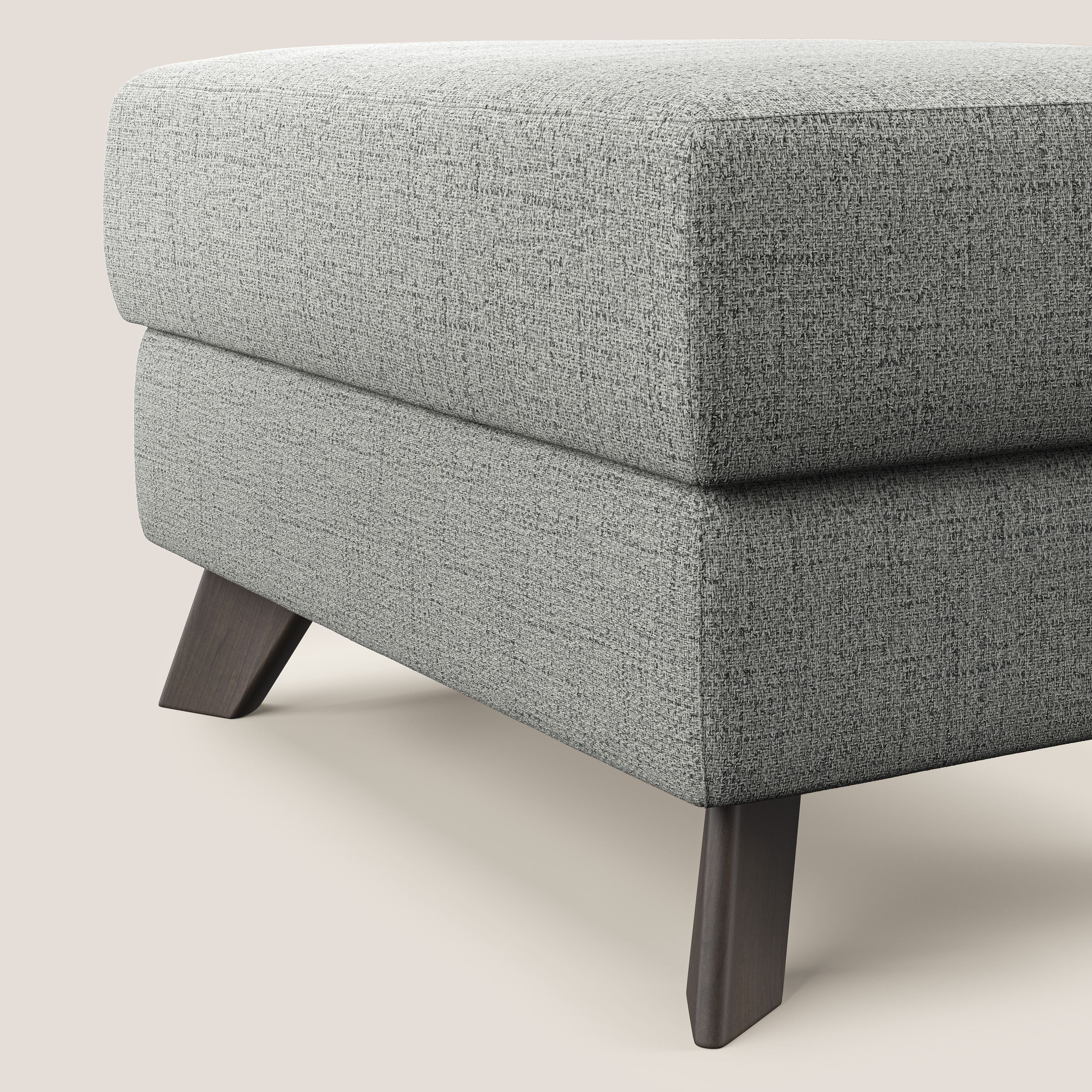 Moon Pouf coffre aux pieds hauts en tissu doux imperméable flammé T03 gris clair - Image 4