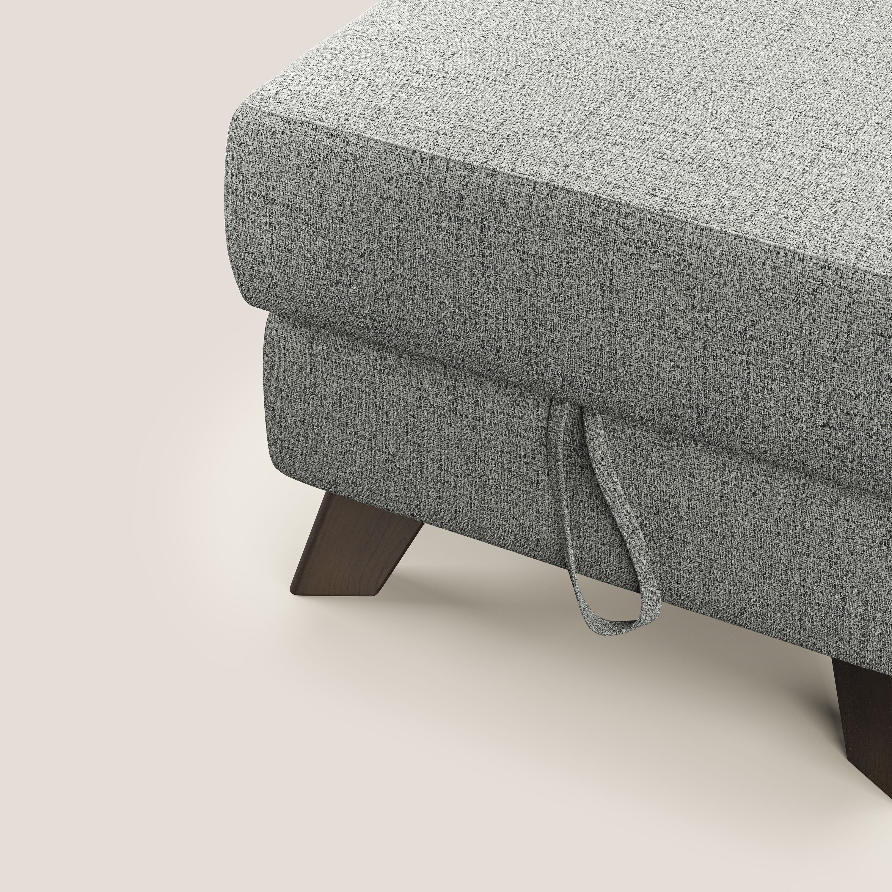 Moon Pouf coffre aux pieds hauts en tissu doux imperméable flammé T03 gris clair - Image 6