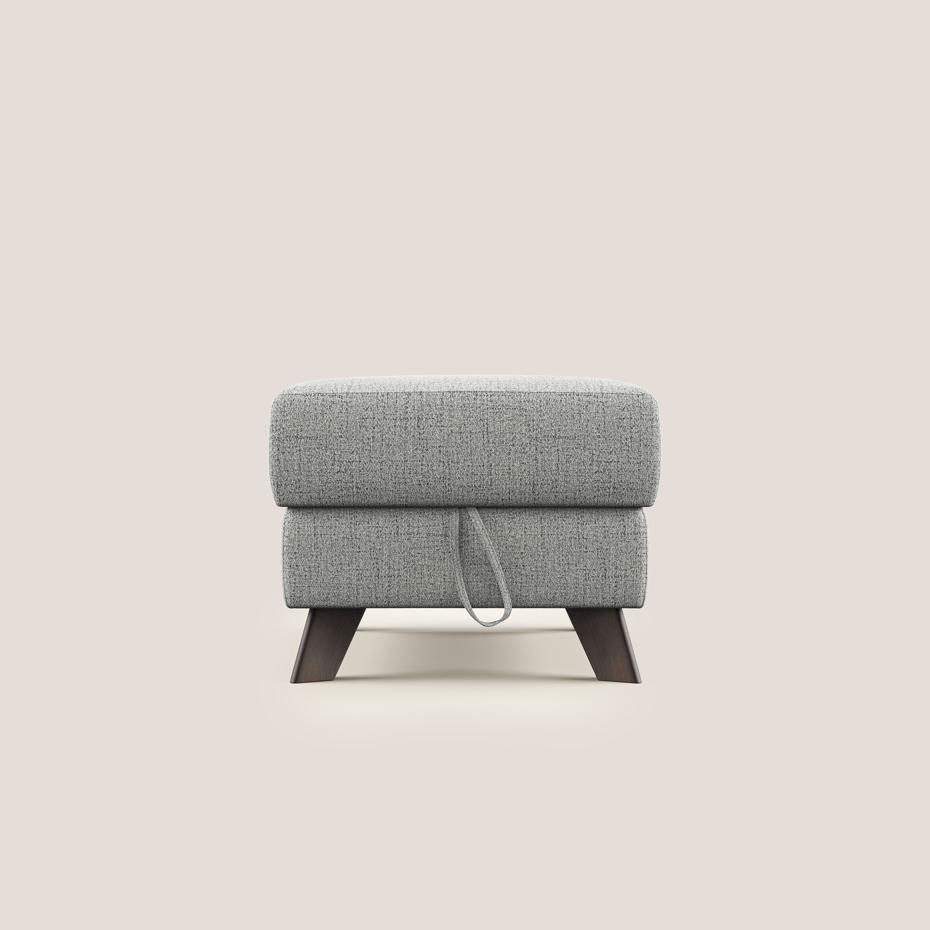 Moon Pouf coffre aux pieds hauts en tissu doux imperméable flammé T03 gris clair - Image 7