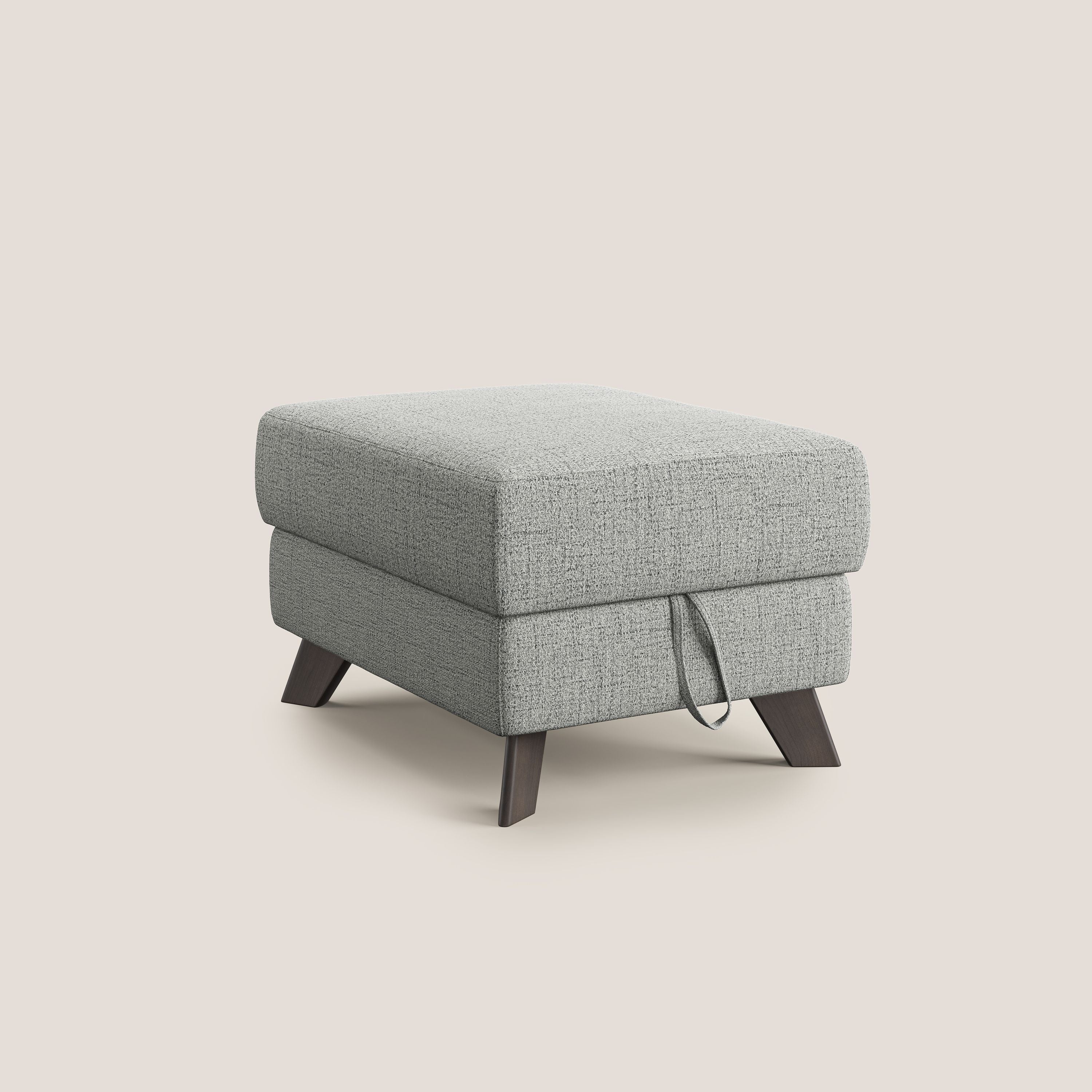Moon Pouf coffre aux pieds hauts en tissu doux imperméable flammé T03 gris clair - Image 8