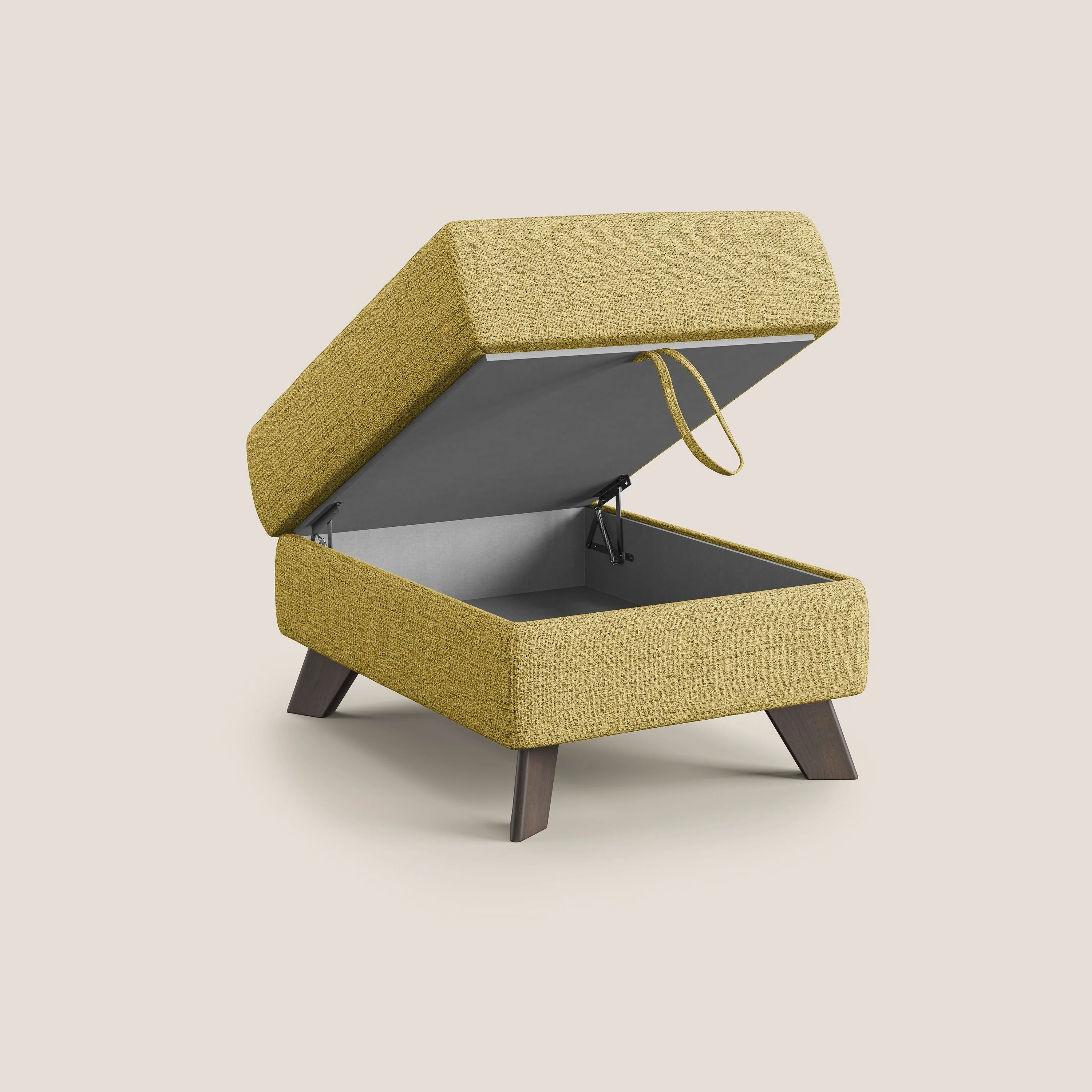 Moon Pouf coffre aux pieds hauts en tissu doux imperméable flammé T03 jaune - Image 2