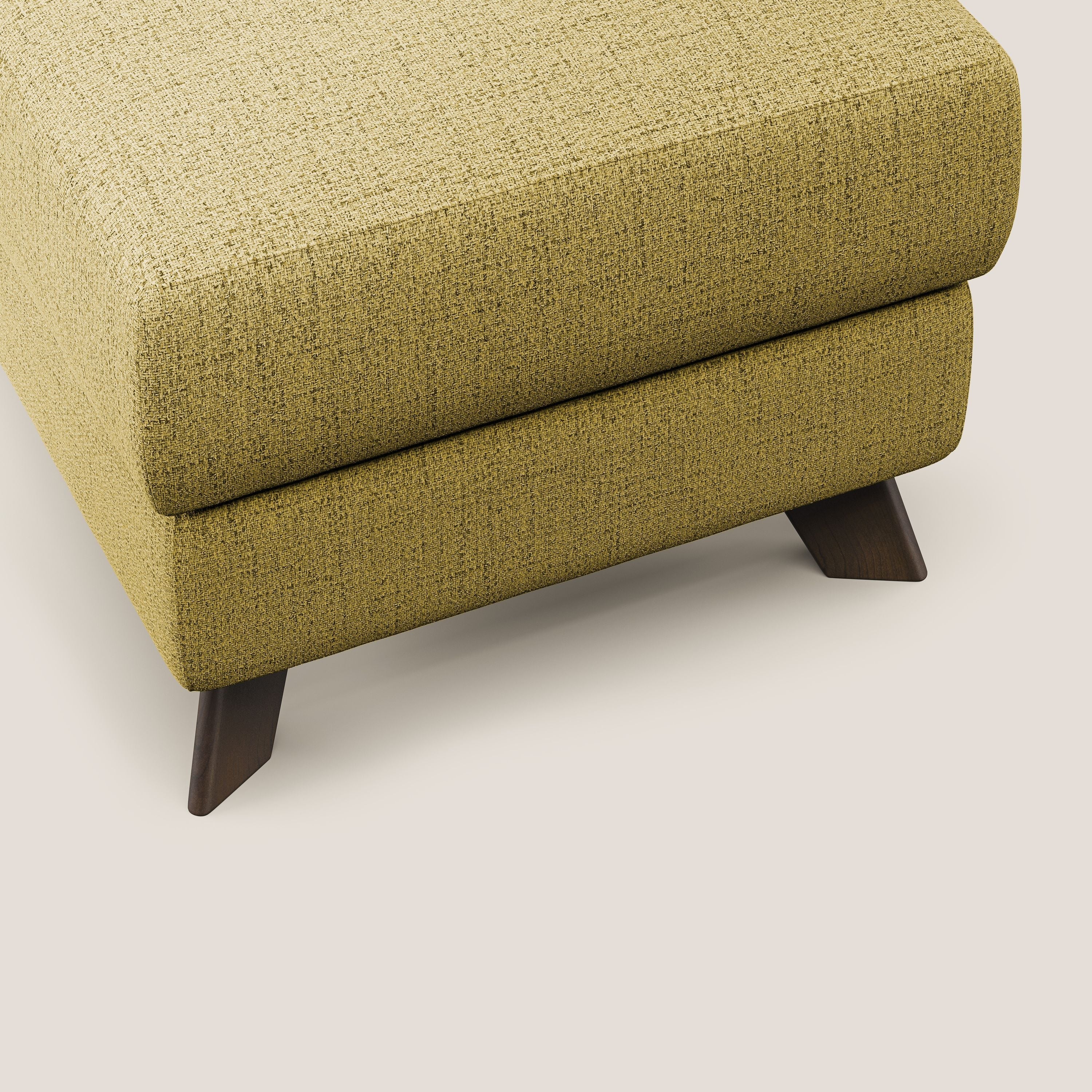 Moon Pouf coffre aux pieds hauts en tissu doux imperméable flammé T03 jaune - Image 5