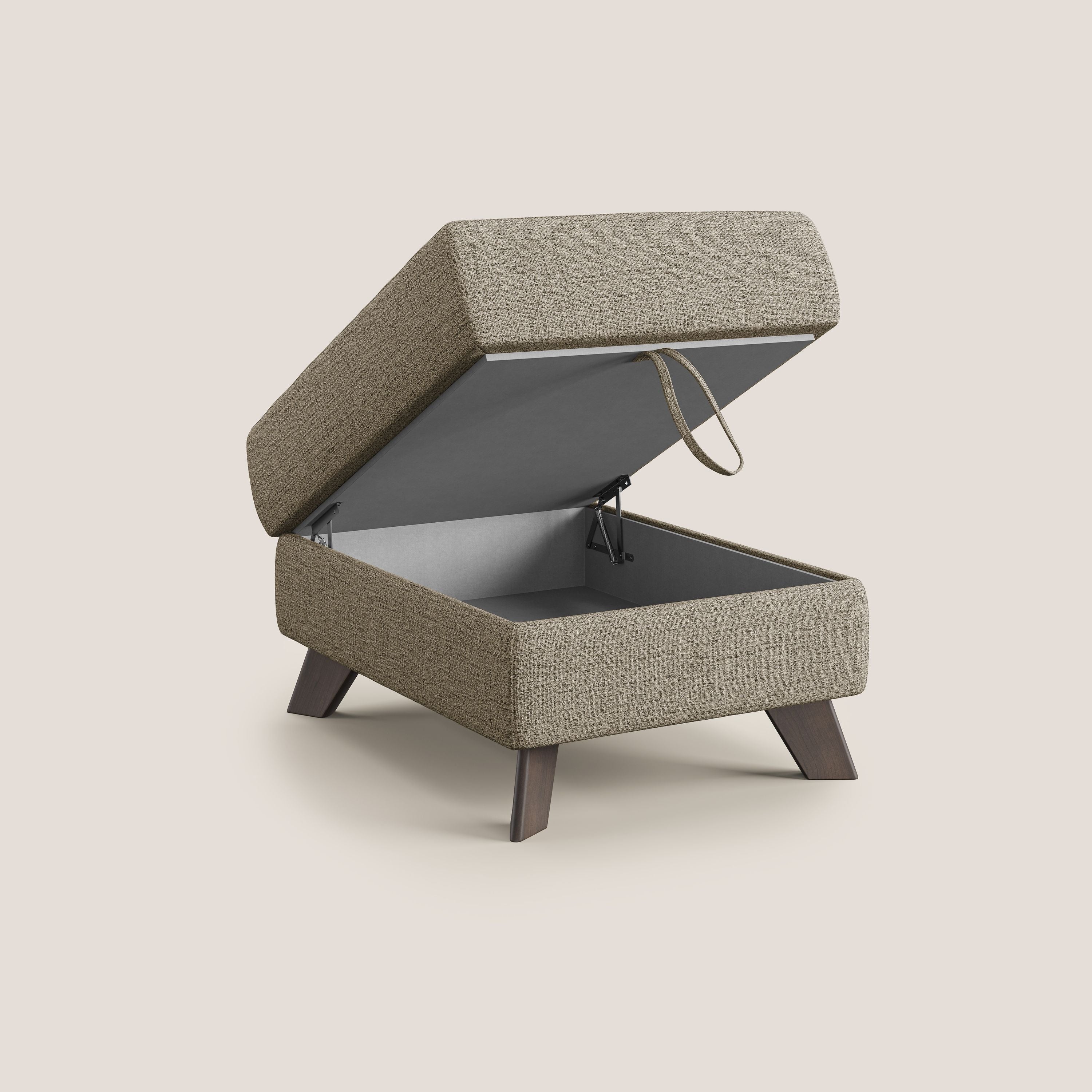 Moon Pouf coffre aux pieds hauts en tissu doux imperméable flammé T03 marron - Image 2