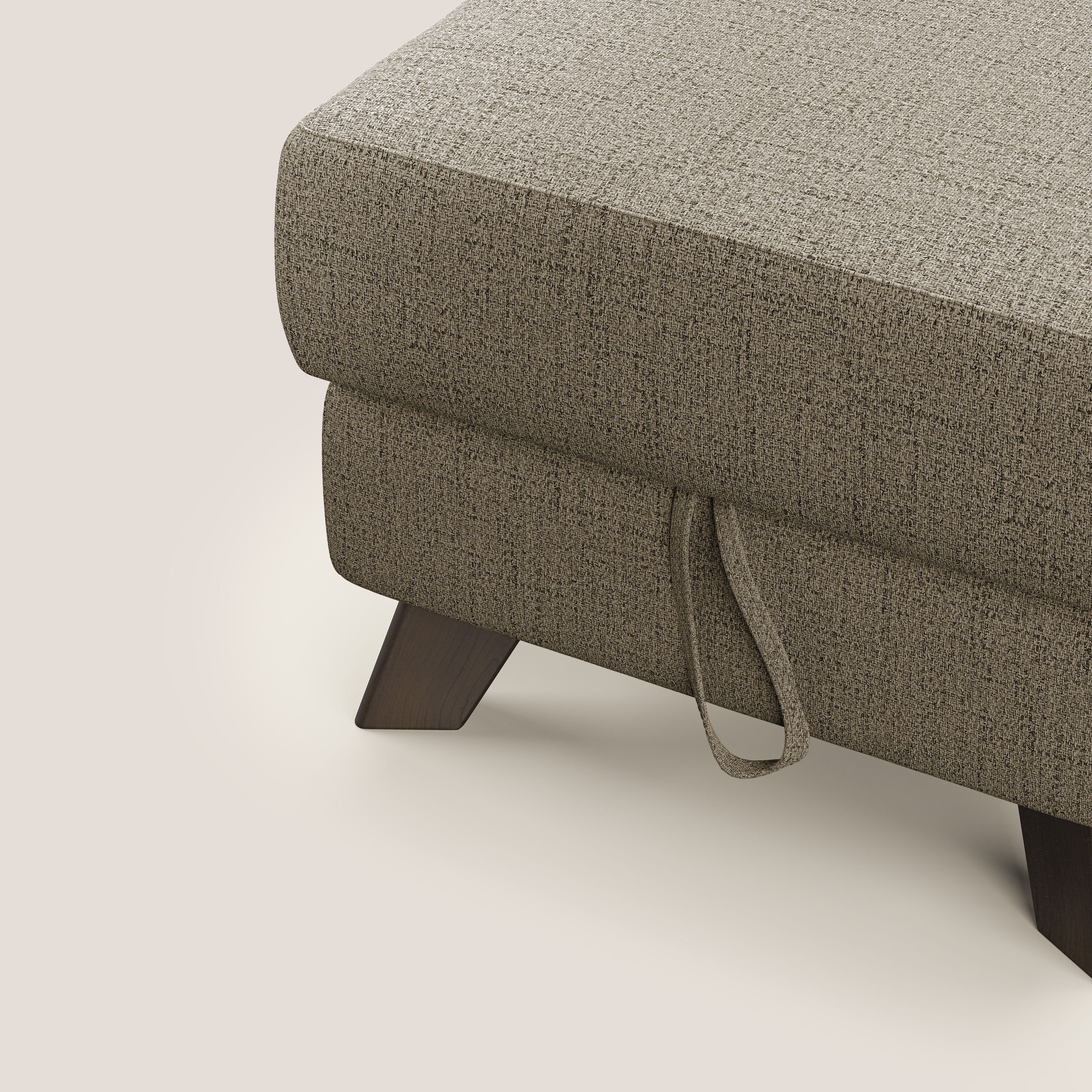 Moon Pouf coffre aux pieds hauts en tissu doux imperméable flammé T03 marron - Image 6