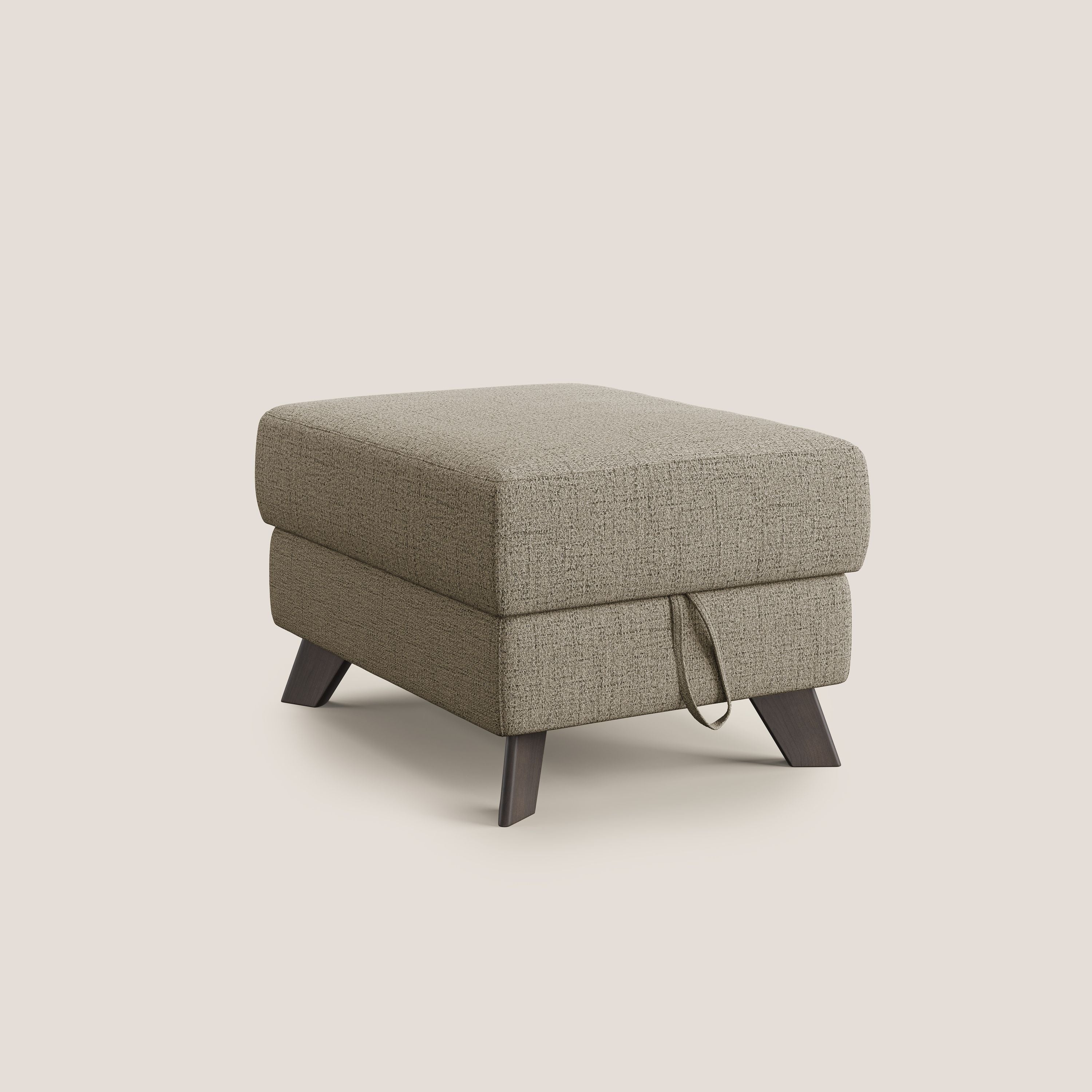Moon Pouf coffre aux pieds hauts en tissu doux imperméable flammé T03 marron - Image 8