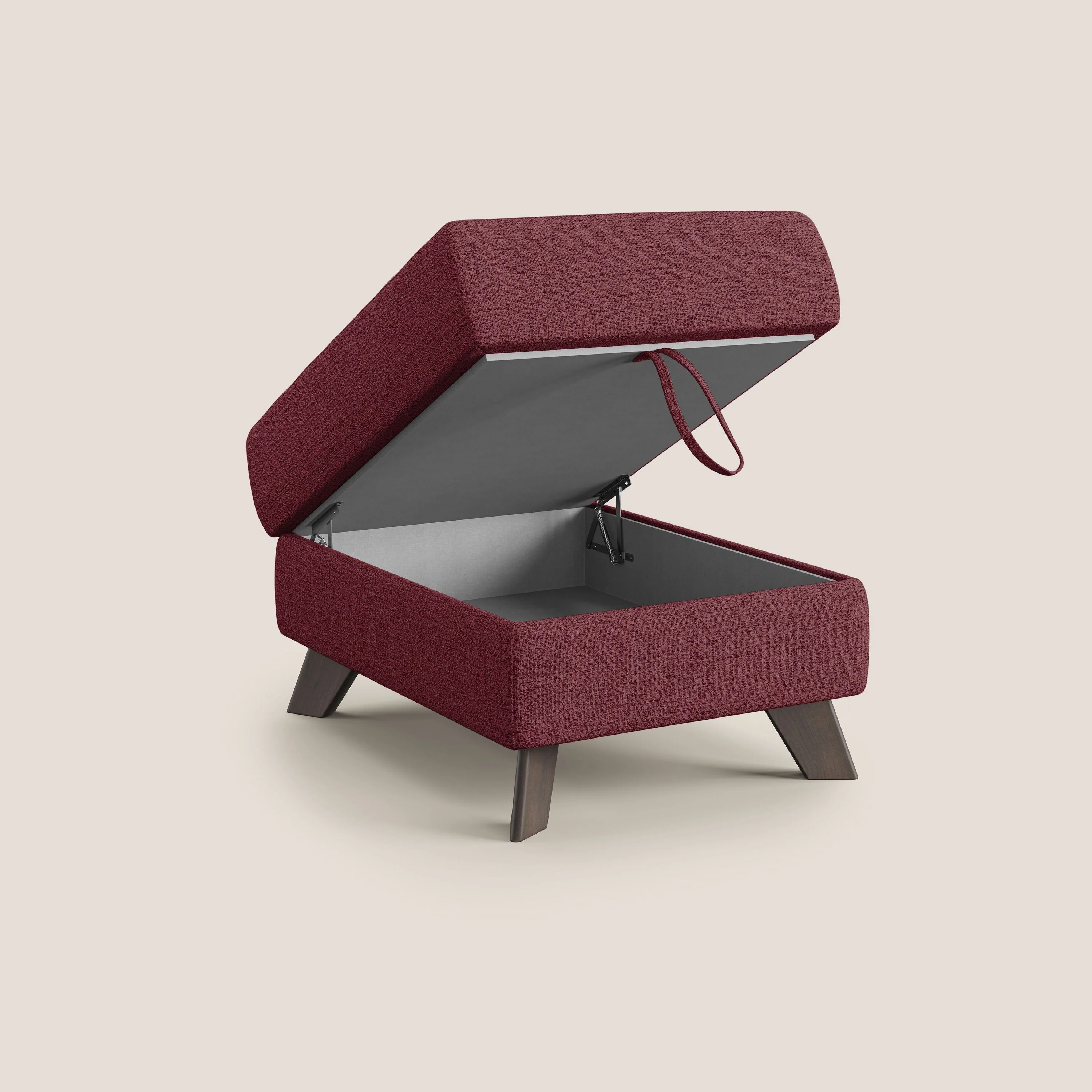Moon Pouf coffre aux pieds hauts en tissu doux imperméable flammé T03 rouge - Image 2