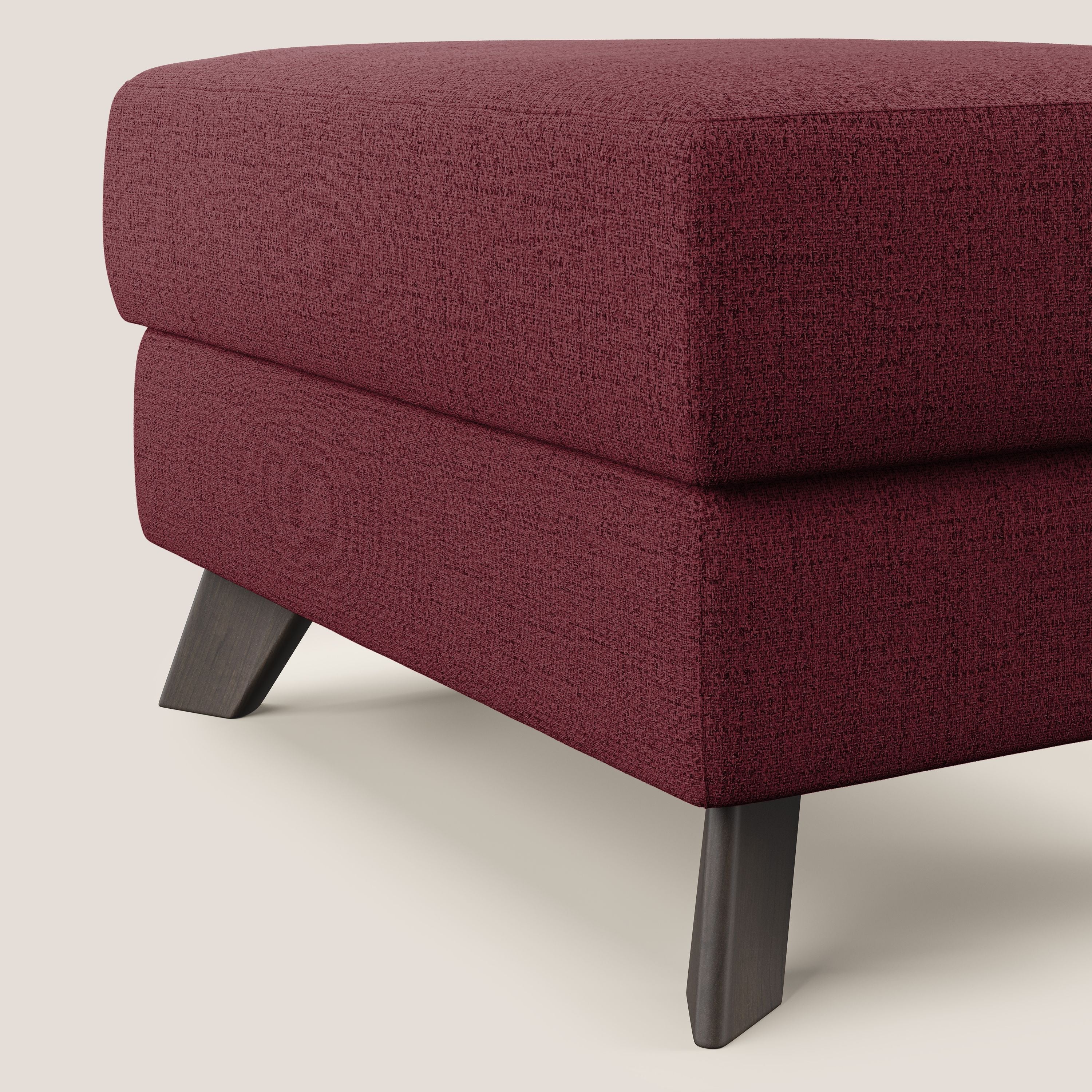 Moon Pouf coffre aux pieds hauts en tissu doux imperméable flammé T03 rouge - Image 4