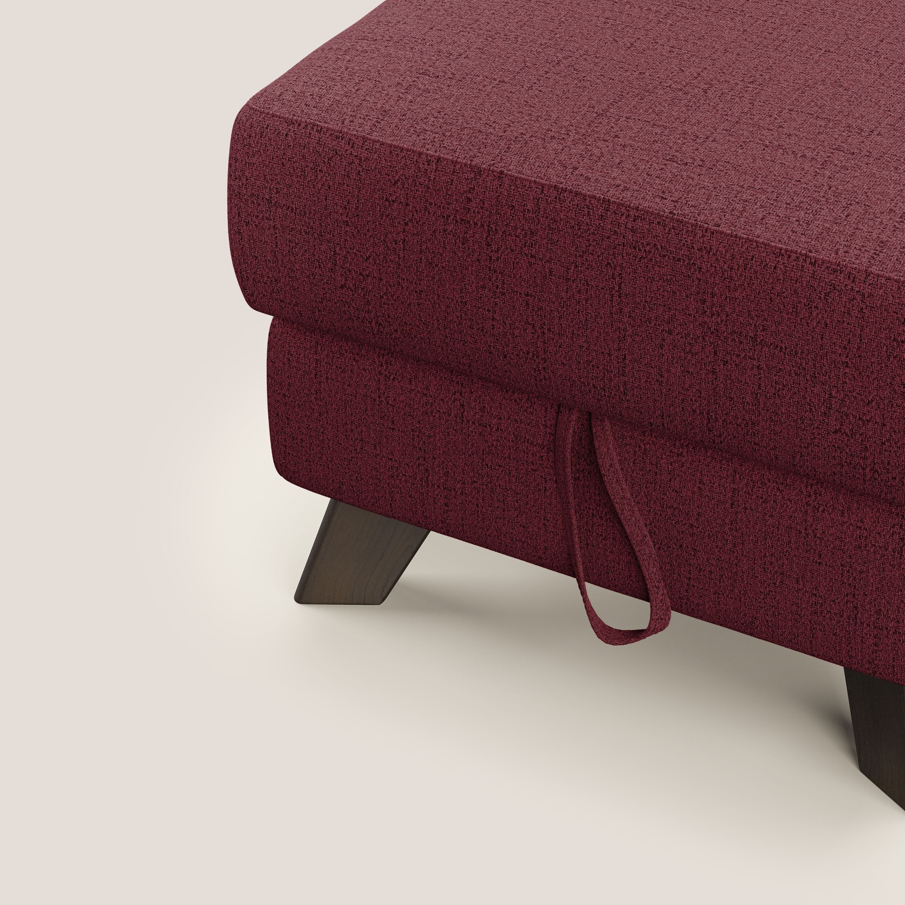 Moon Pouf coffre aux pieds hauts en tissu doux imperméable flammé T03 rouge - Image 6