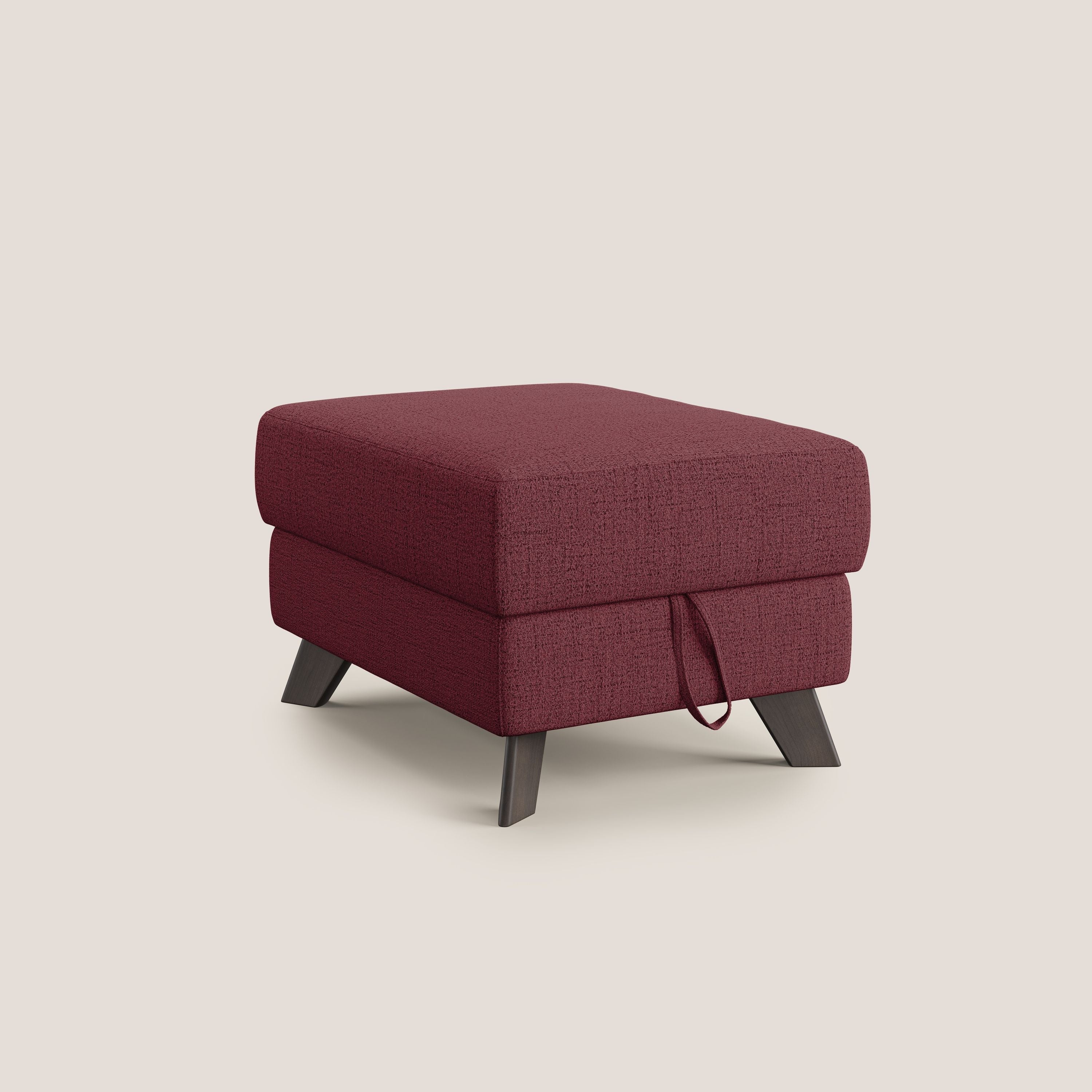 Moon Pouf coffre aux pieds hauts en tissu doux imperméable flammé T03 rouge - Image 8
