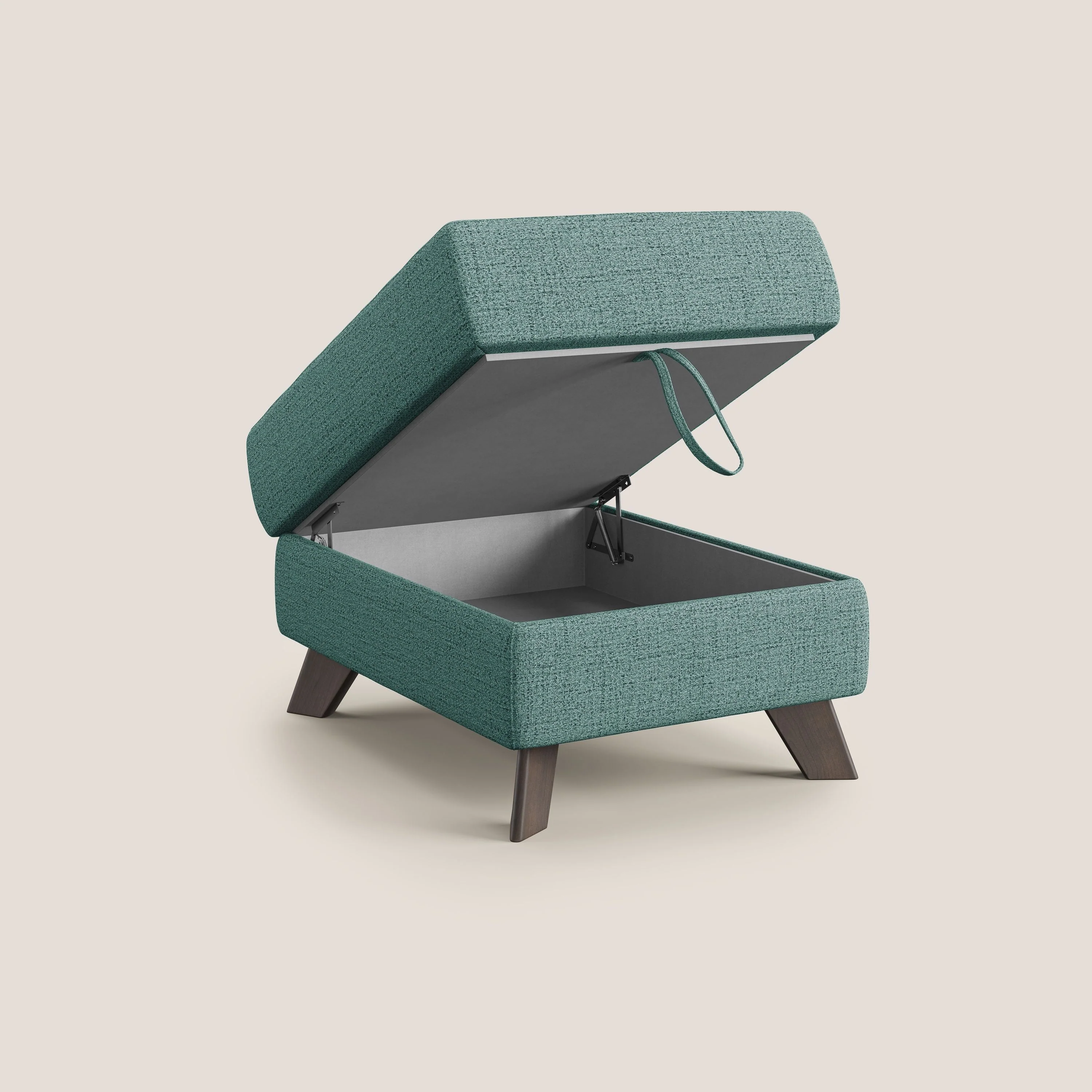 Moon Pouf coffre aux pieds hauts en tissu doux imperméable flammé T03 vert d'eau - Image 2