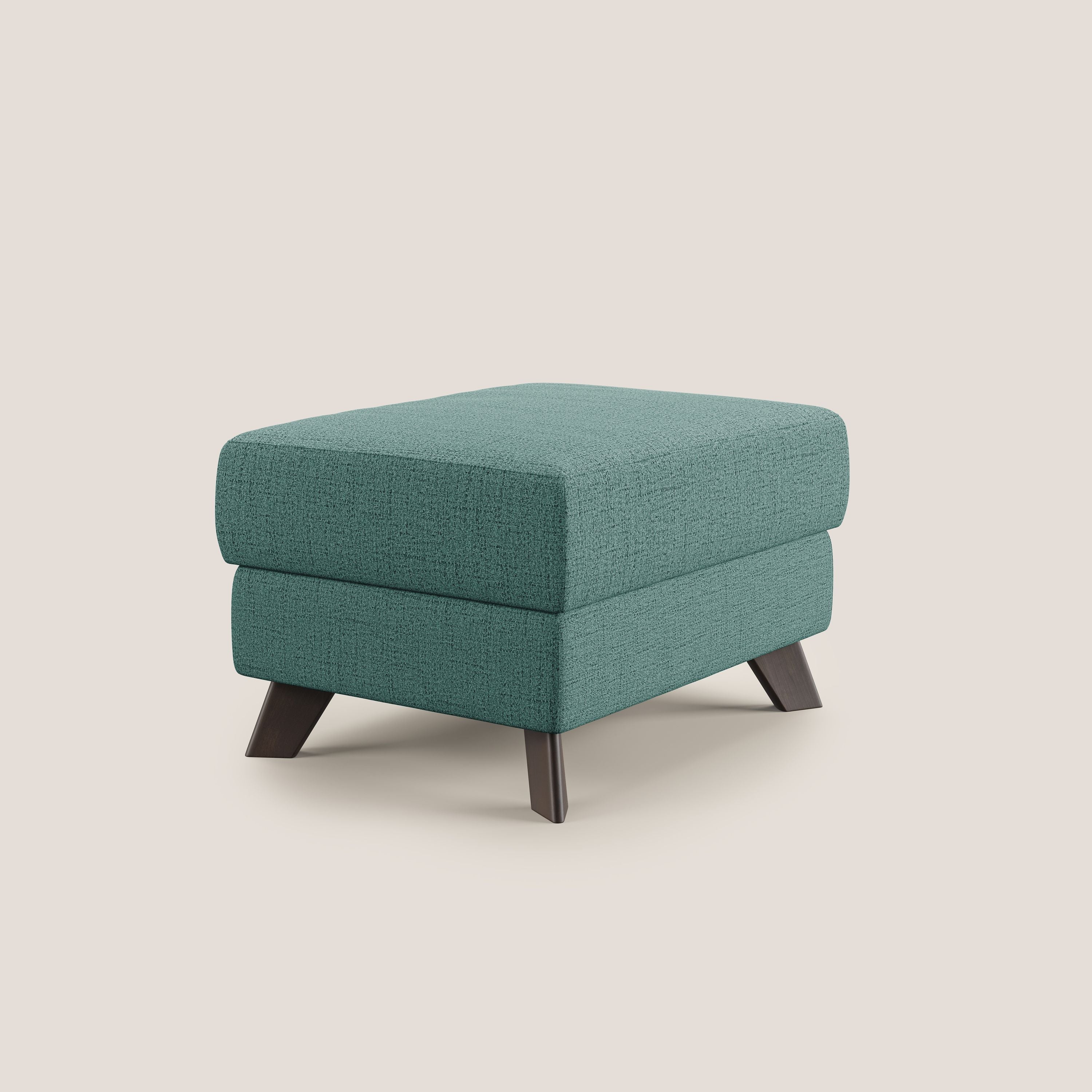 Moon Pouf coffre aux pieds hauts en tissu doux imperméable flammé T03 vert d'eau - Image 3