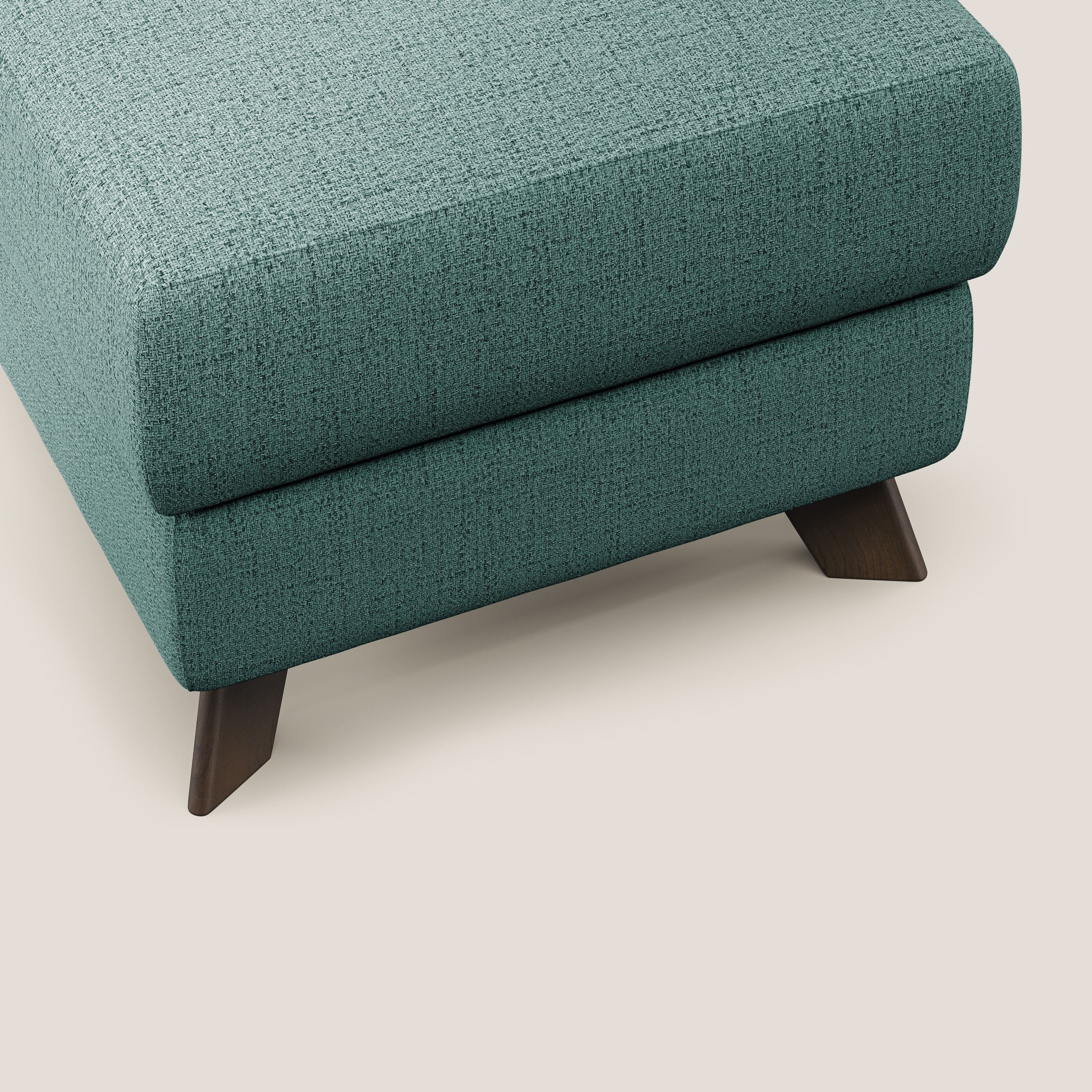 Moon Pouf coffre aux pieds hauts en tissu doux imperméable flammé T03 vert d'eau - Image 5