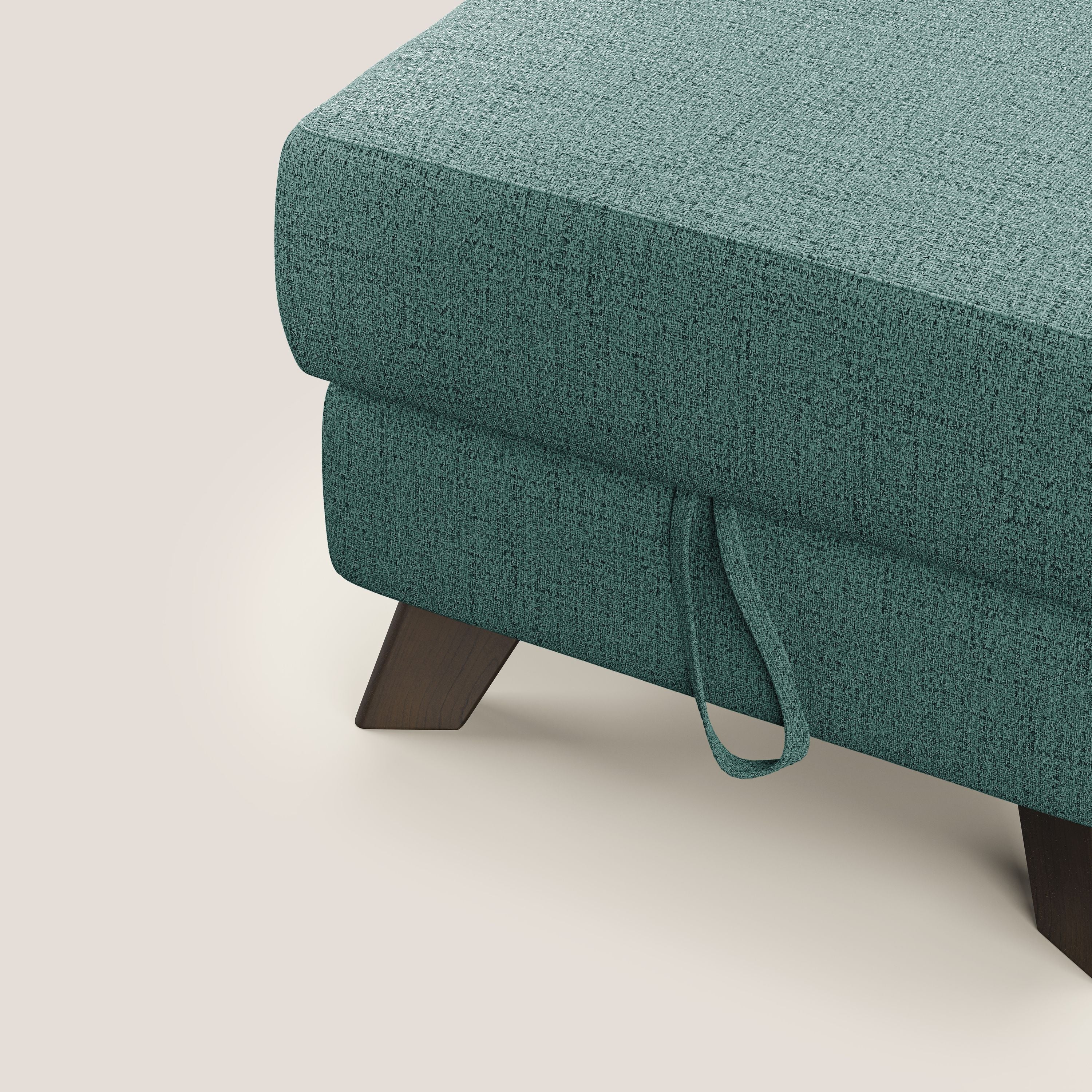 Moon Pouf coffre aux pieds hauts en tissu doux imperméable flammé T03 vert d'eau - Image 6