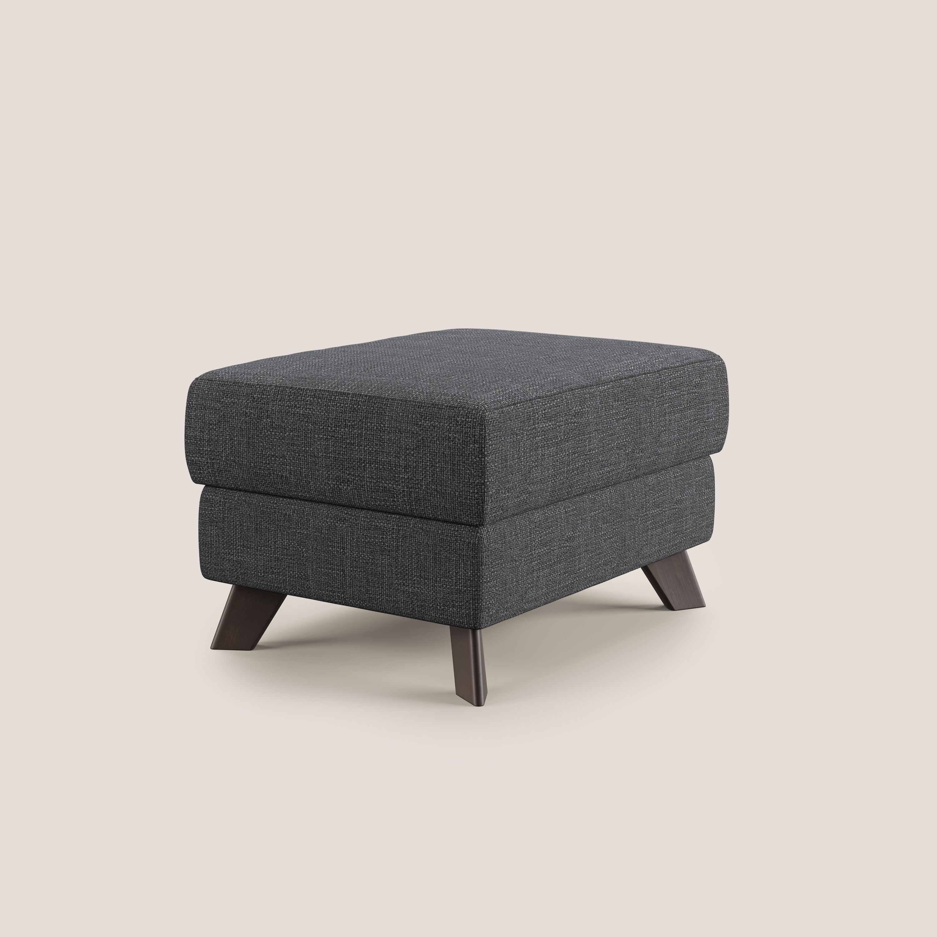 Moon Pouf coffre aux pieds hauts en tissu doux entrelacé soft-touch imperméable T06 anthracite - Image 3