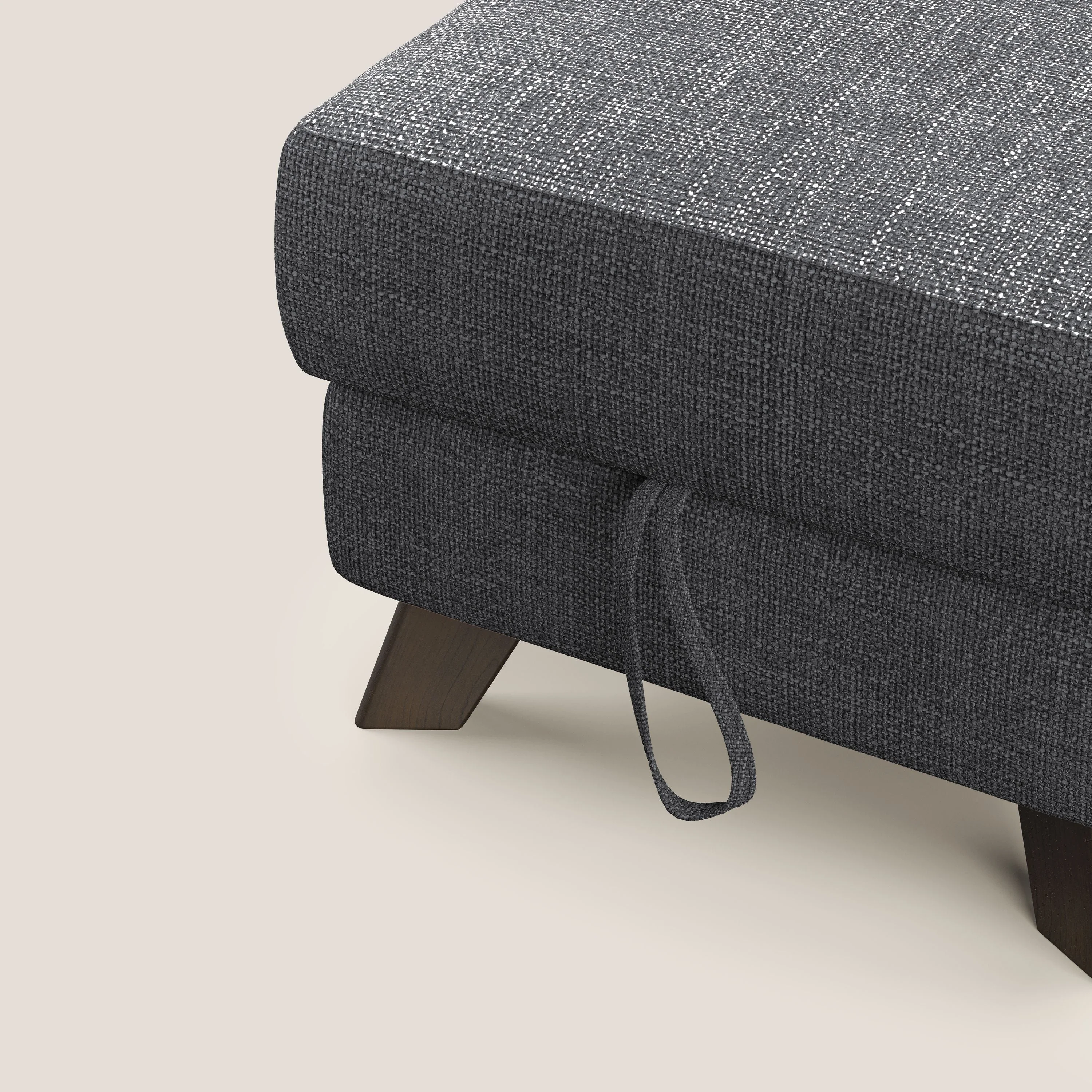 Moon Pouf coffre aux pieds hauts en tissu doux entrelacé soft-touch imperméable T06 anthracite - Image 6