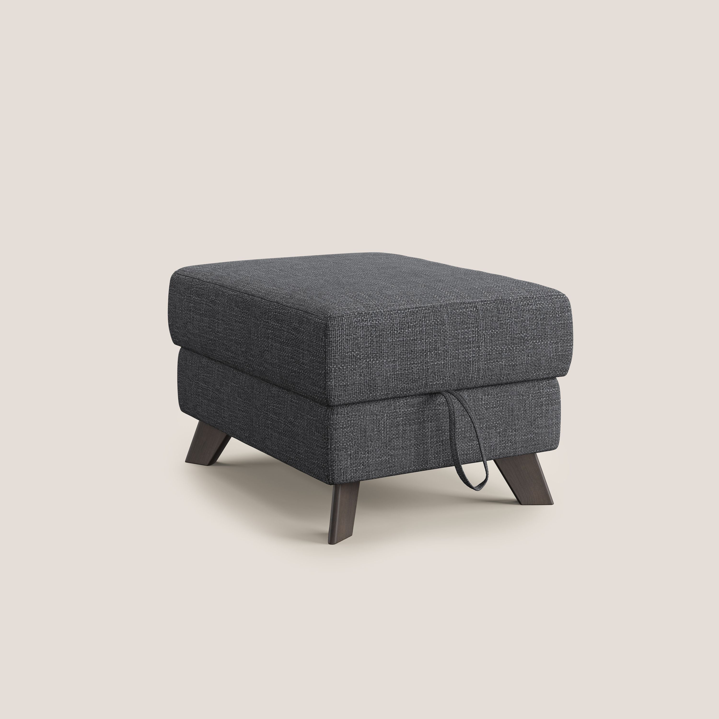 Moon Pouf coffre aux pieds hauts en tissu doux entrelacé soft-touch imperméable T06 anthracite - Image 8