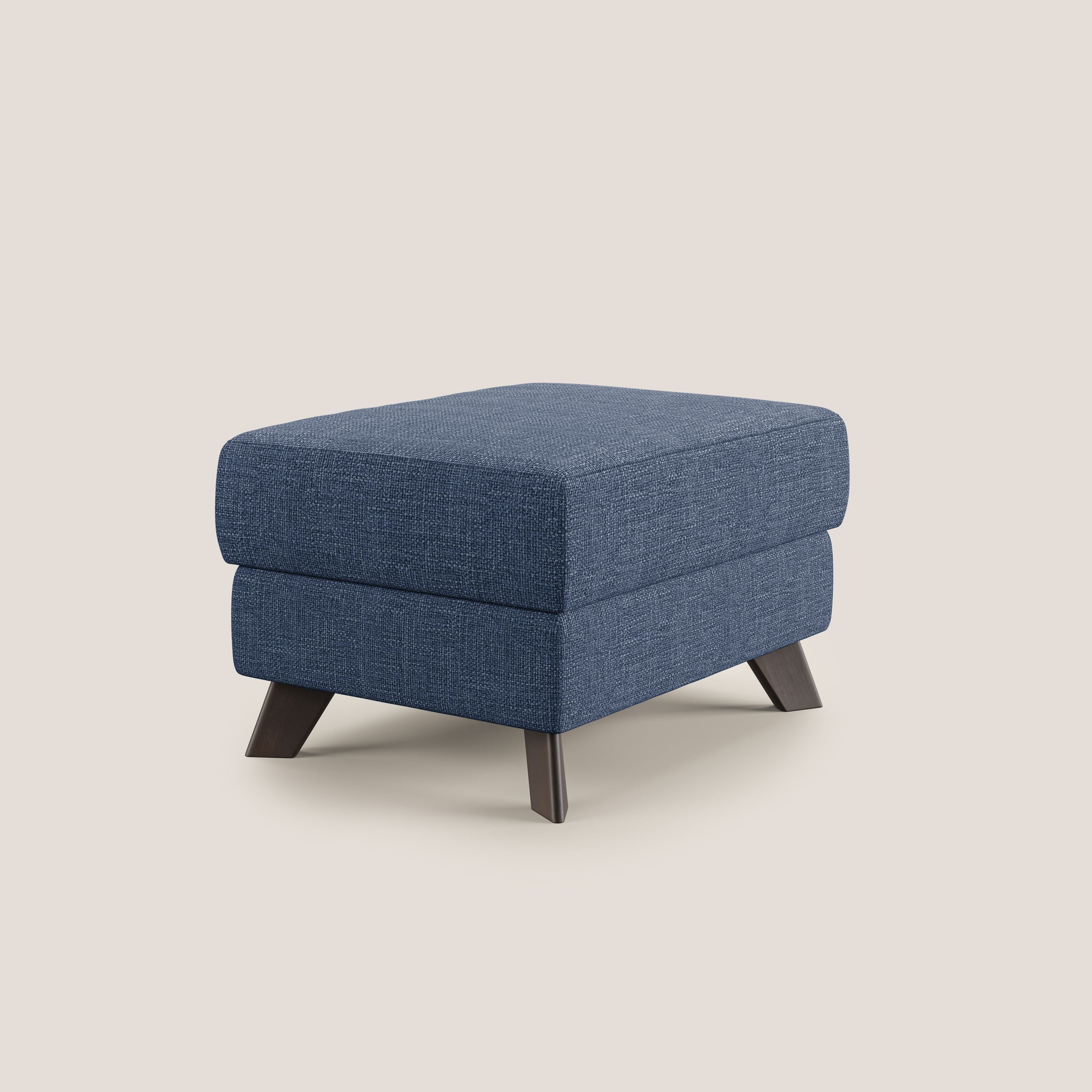 Moon Pouf coffre aux pieds hauts en tissu doux entrelacé soft-touch imperméable T06 bleu - Image 3