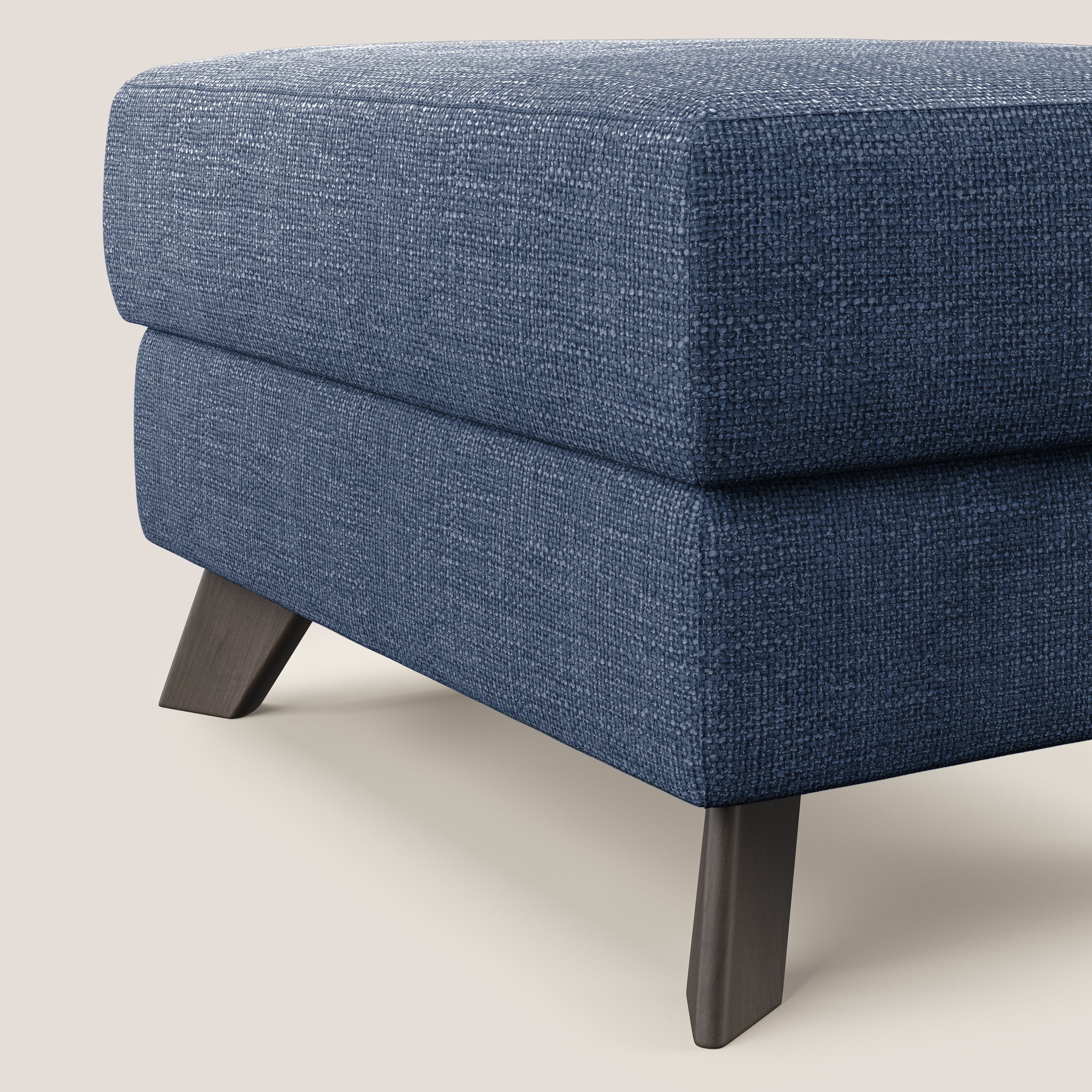 Moon Pouf coffre aux pieds hauts en tissu doux entrelacé soft-touch imperméable T06 bleu - Image 4