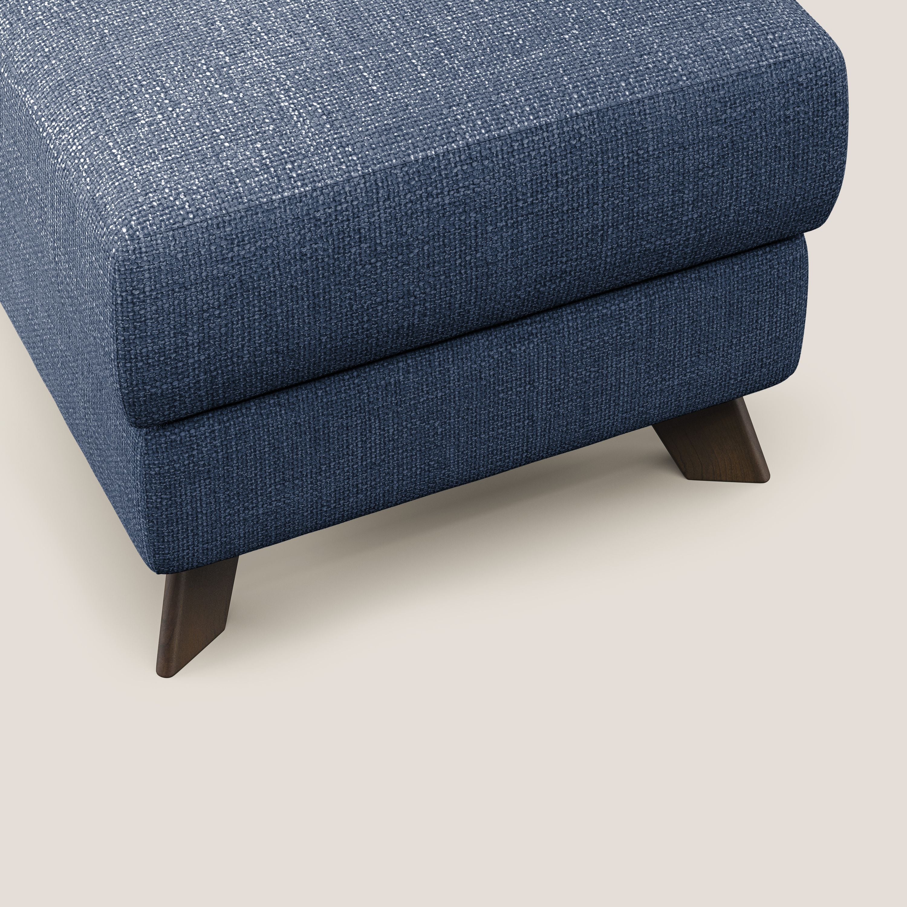 Moon Pouf coffre aux pieds hauts en tissu doux entrelacé soft-touch imperméable T06 bleu - Image 5