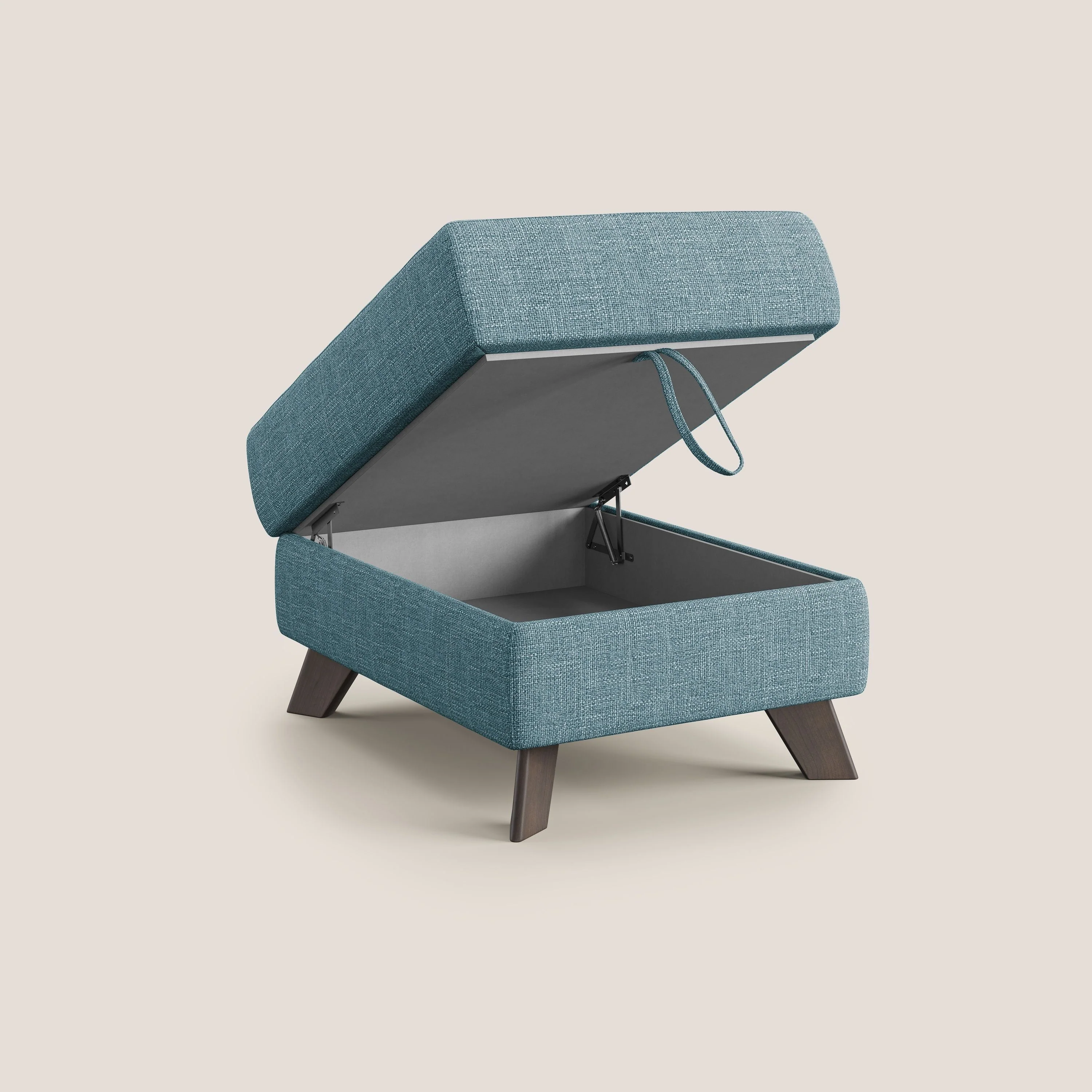 Moon Pouf coffre aux pieds hauts en tissu doux entrelacé soft-touch imperméable T06 bleu ciel - Image 2